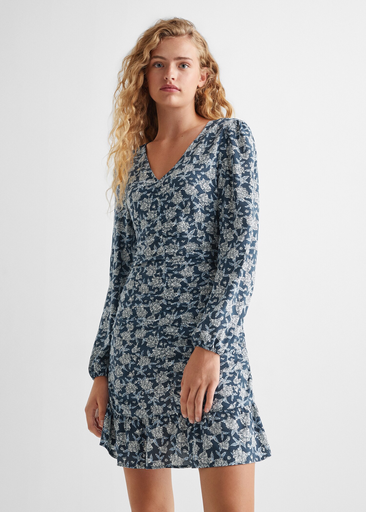 Ruched detail flower dress - Medium plane