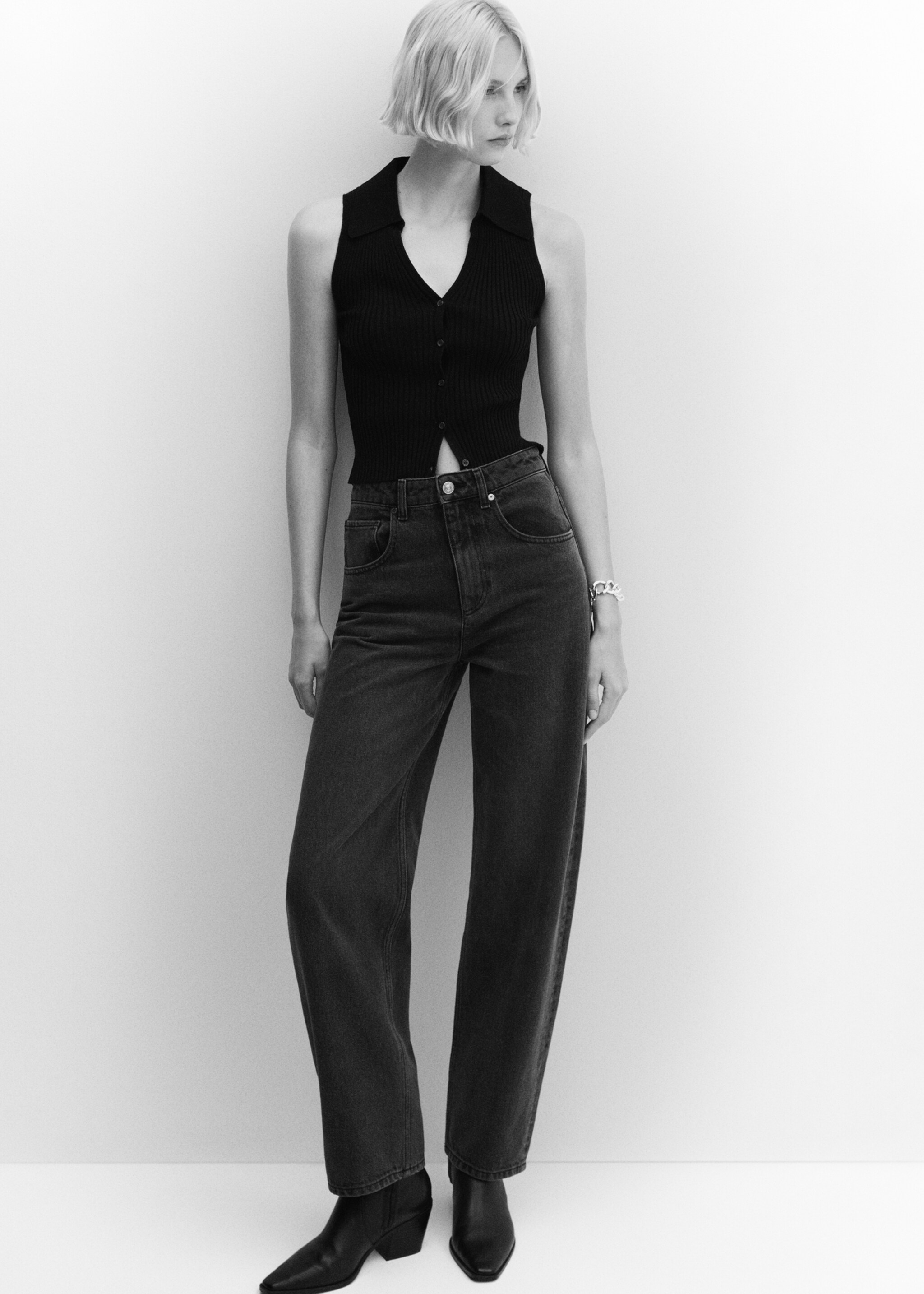 Jeans balloon tiro alto - Detalle del artículo 2, Denim negro. Ref: 57086019-00.