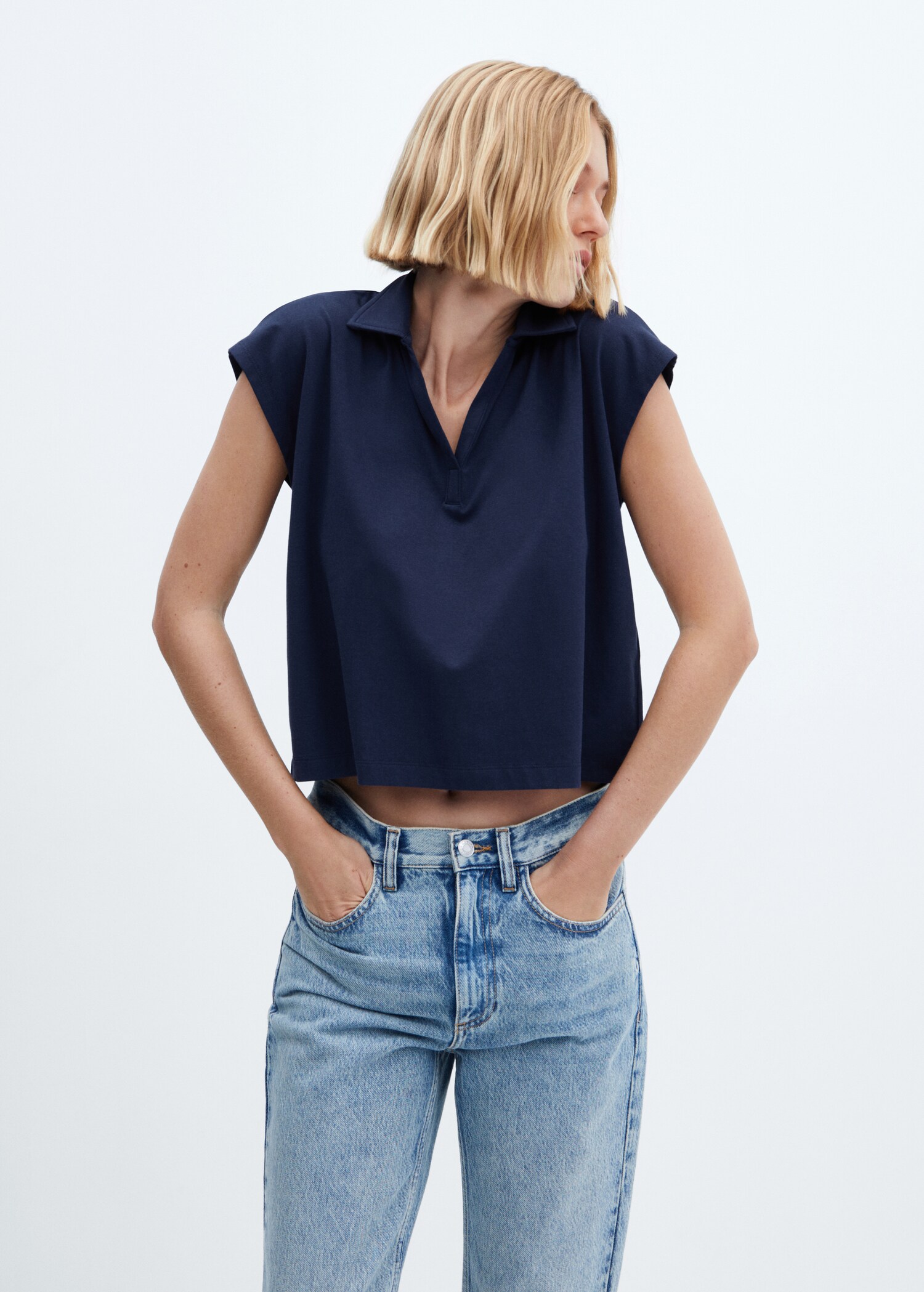 Oversized modal polo shirt - Medium plane