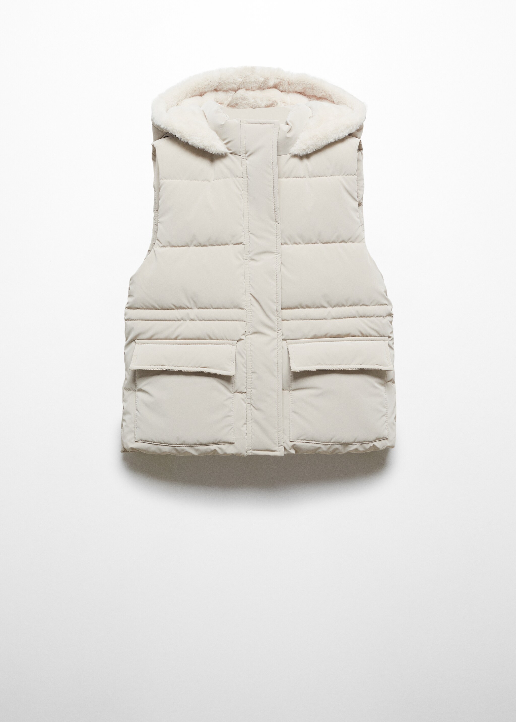 Quilted gilet with fur-effect hood - Article without model