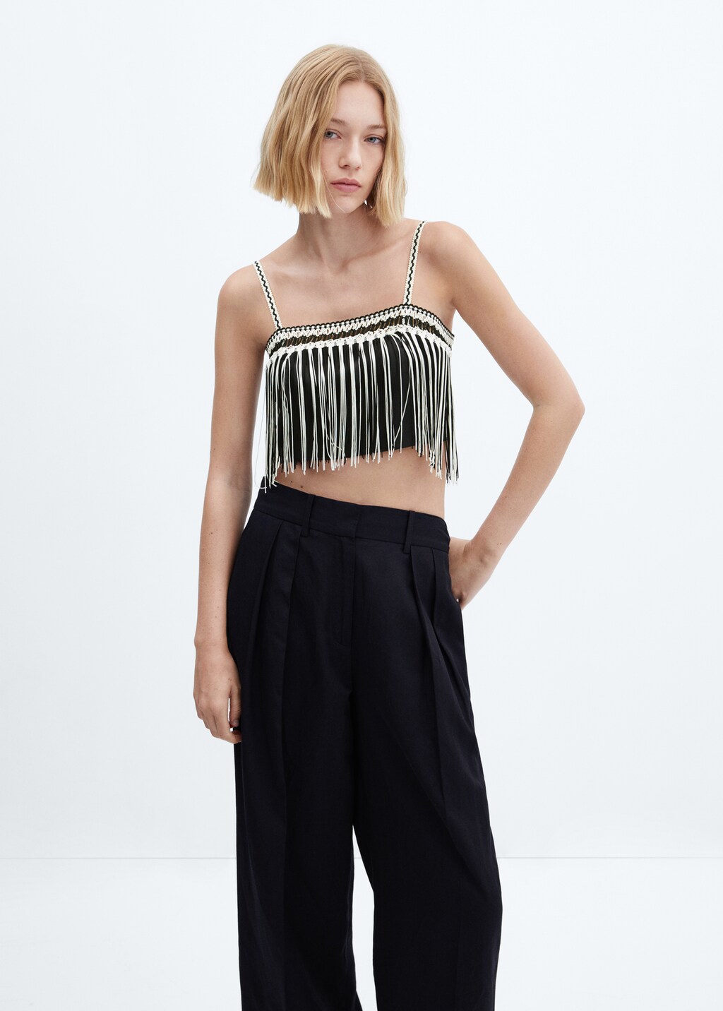 Fringed cropped top - Women | MANGO Niger