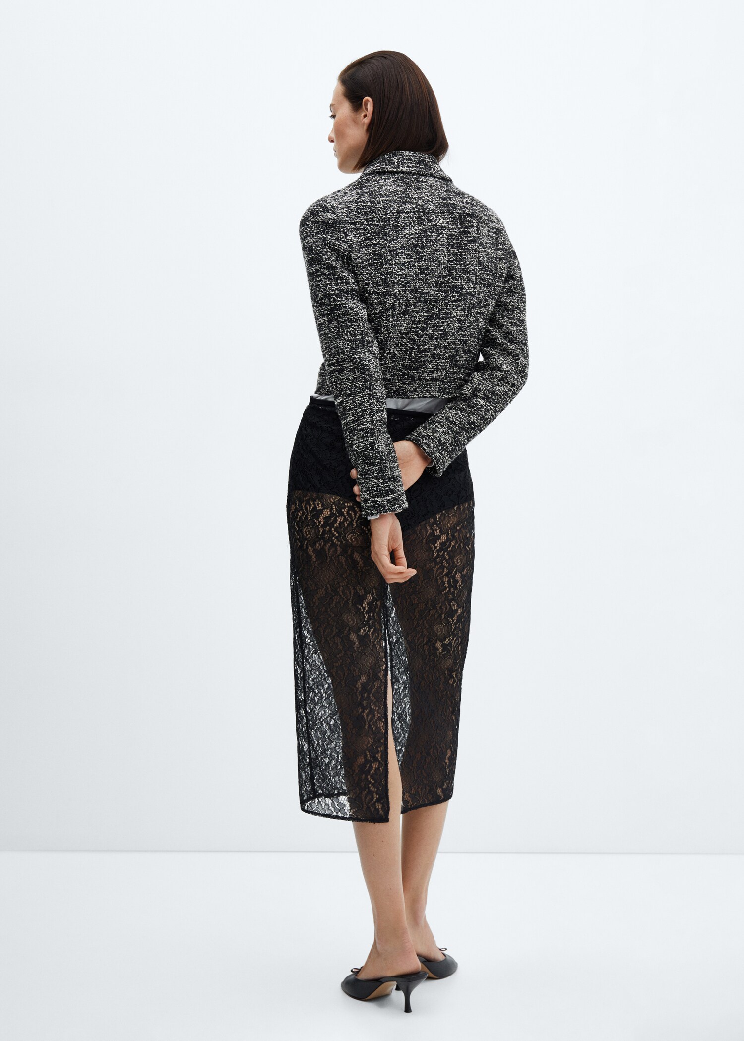 Veste tweed col chemise - Verso de l’article