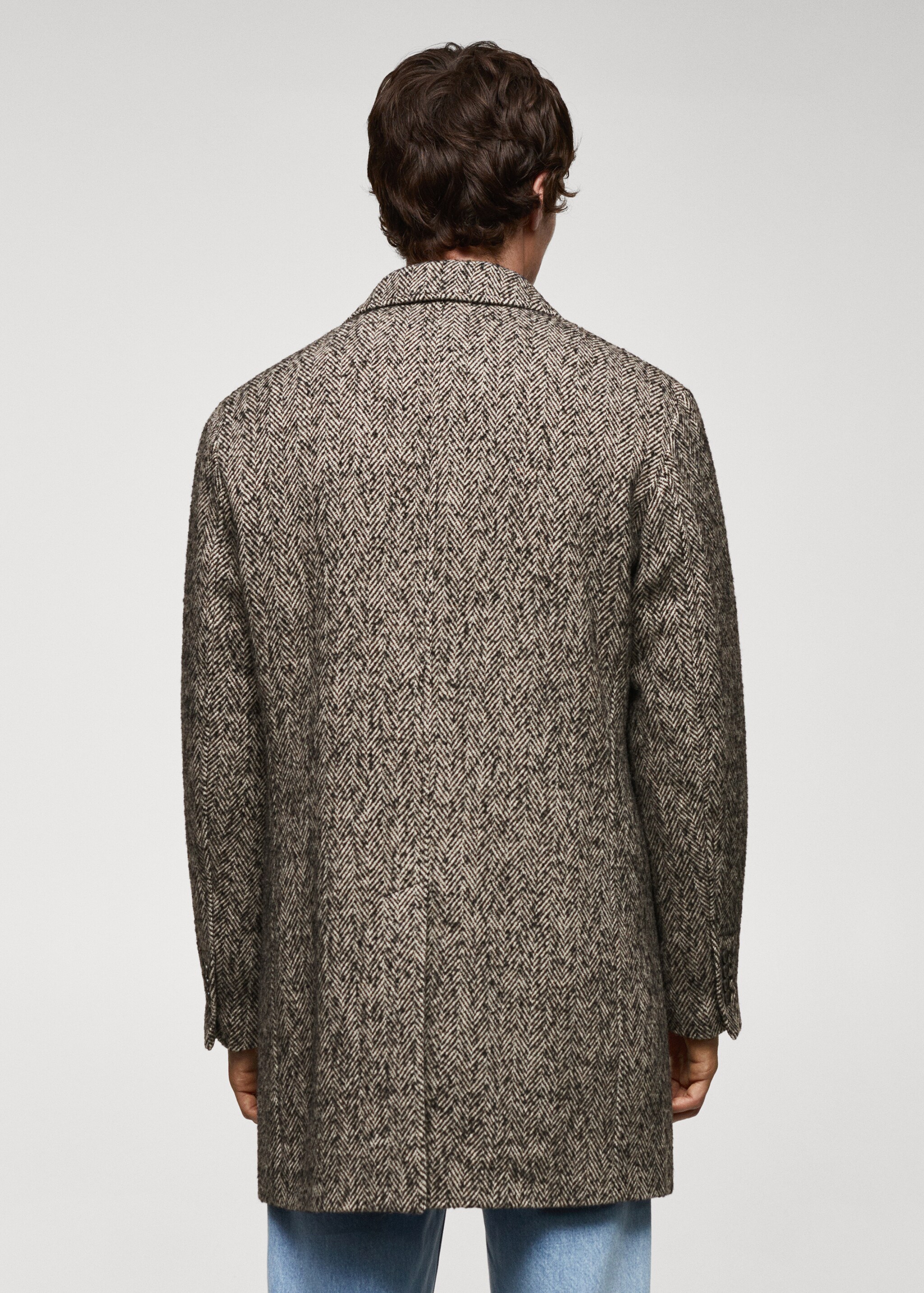 Recycled wool herringbone coat - Reverse of the article