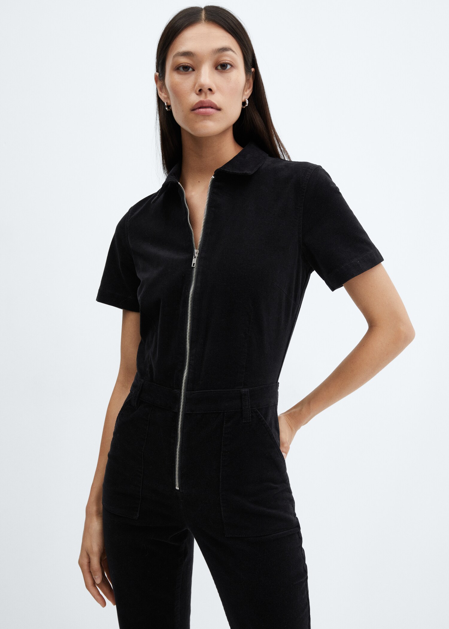 Corduroy jumpsuit with zip - Medium plane