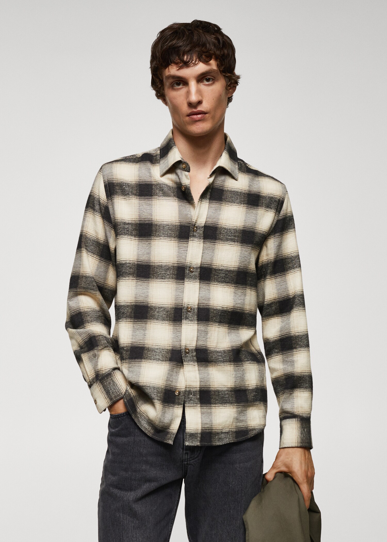 Camisa regular fit algodón cuadros - Plano medio