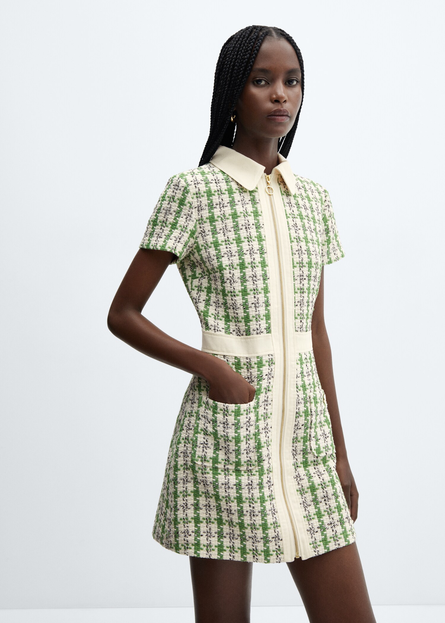 Tweedkleid mit Reißverschluss - Mittlere Ansicht