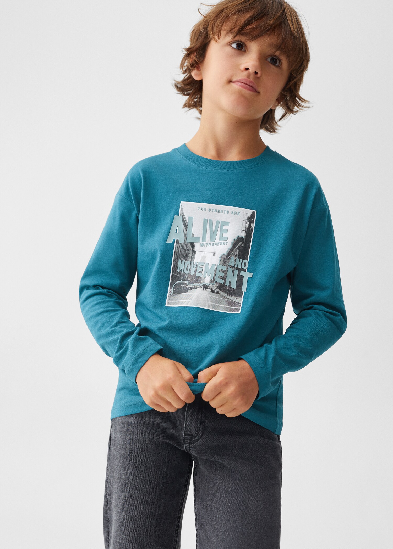 Printed long sleeve t-shirt - Medium plane