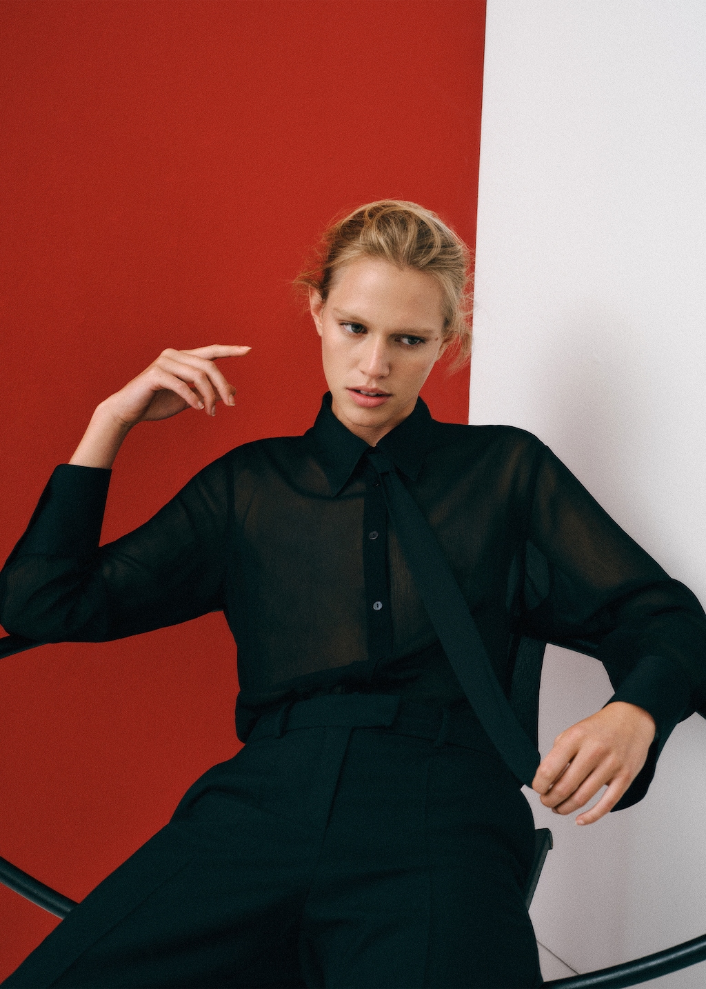 Tie shirt with satin details - Women | MANGO China