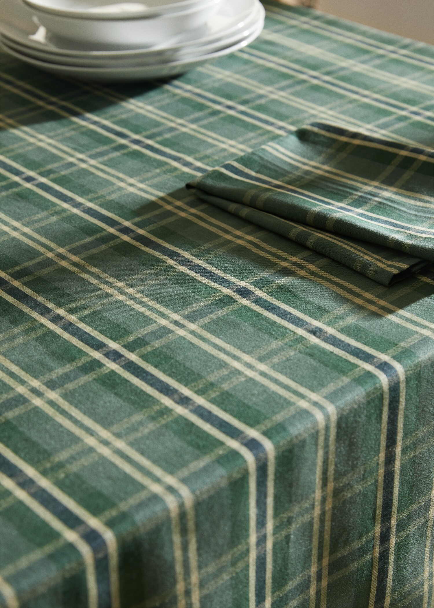 Striped cotton tablecloth 67x67 in - Details of the article 7
