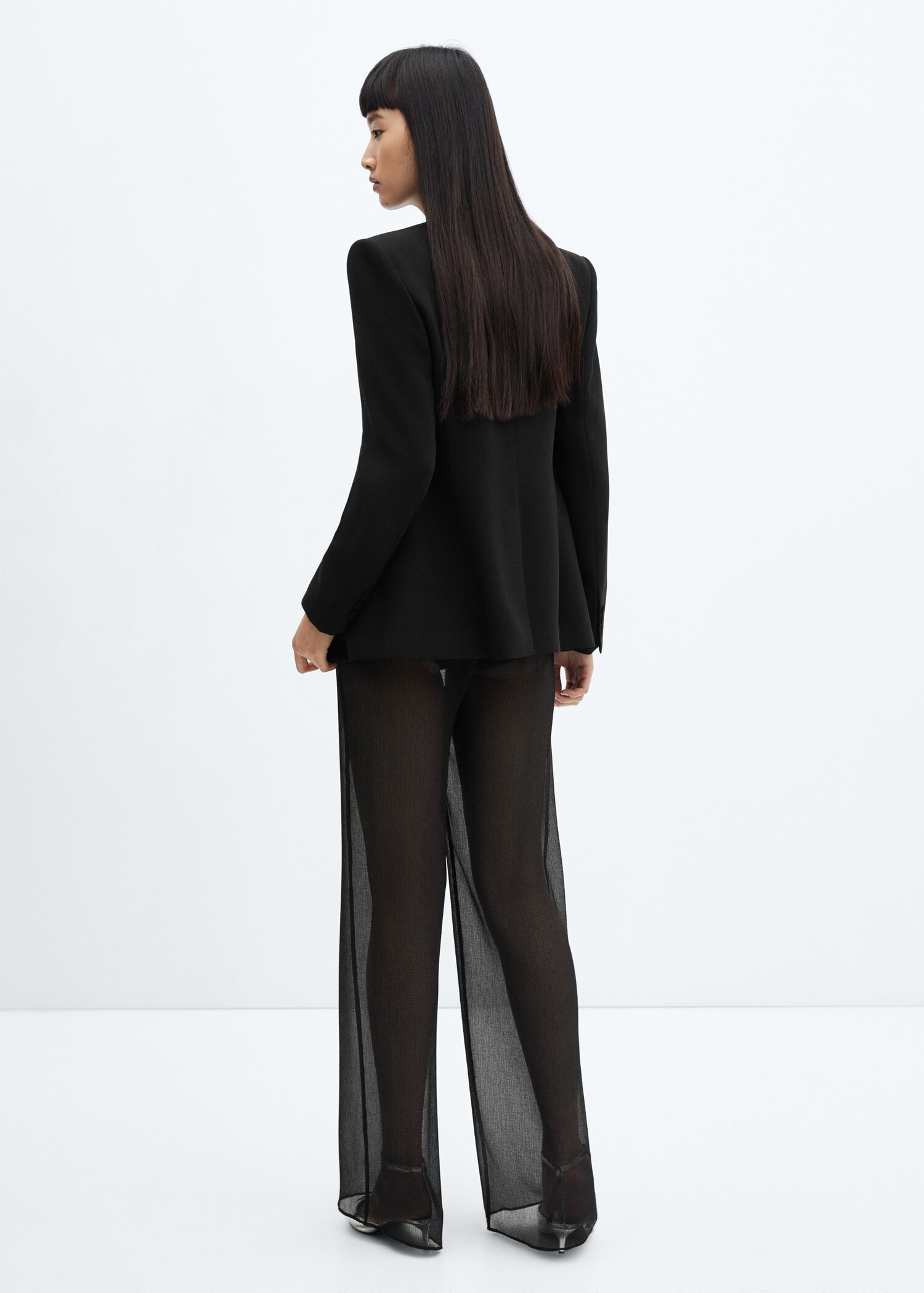 Pantalones wideleg semitransparentes - Reverso del artículo