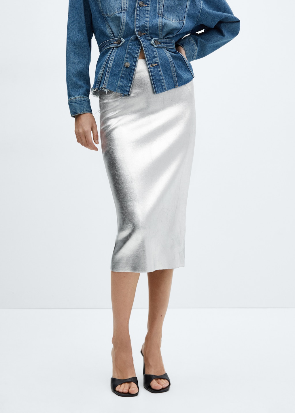 Metallic midi skirt