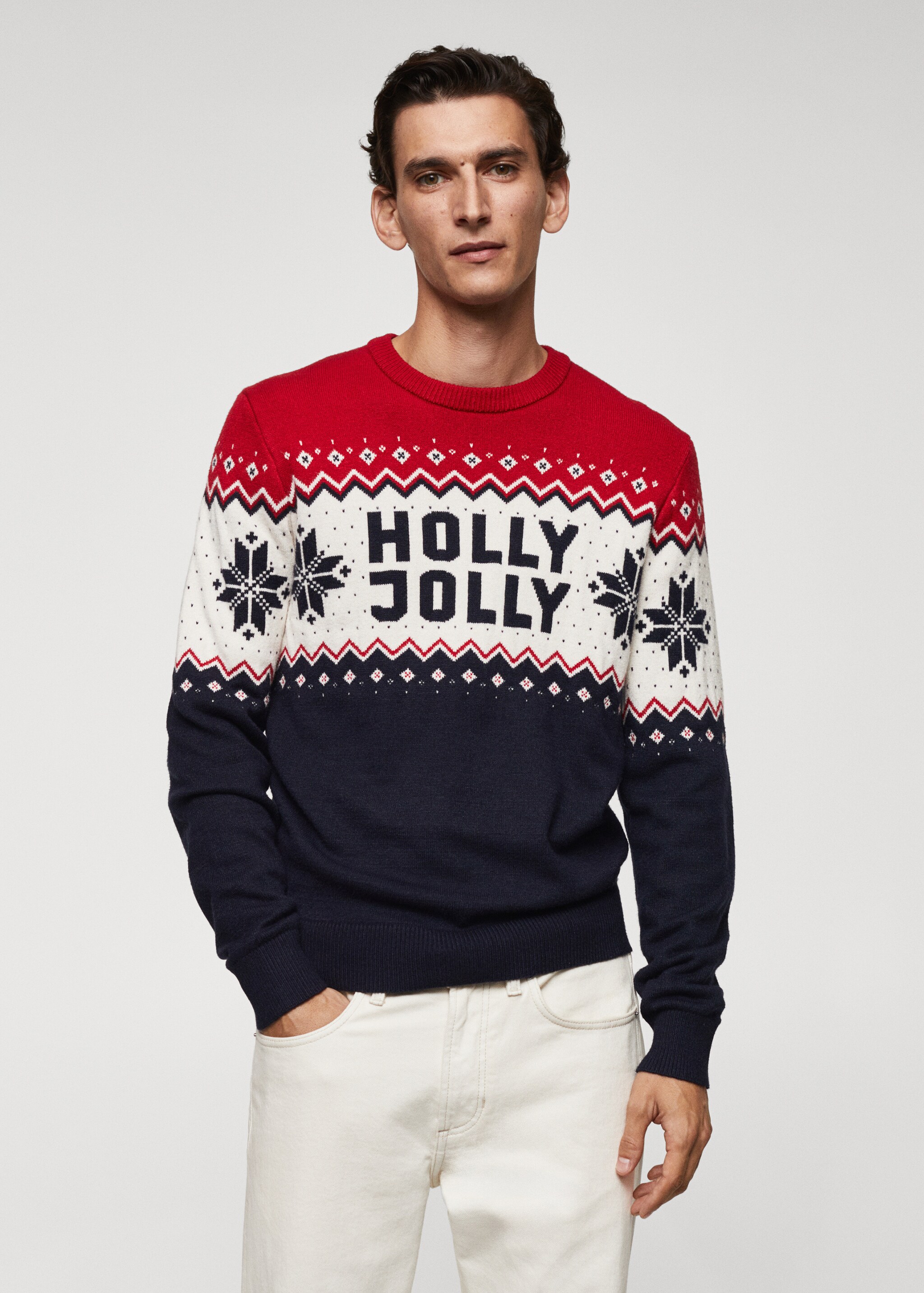 Pullover mit weihnachtlichem Jacquardmuster - Mittlere Ansicht