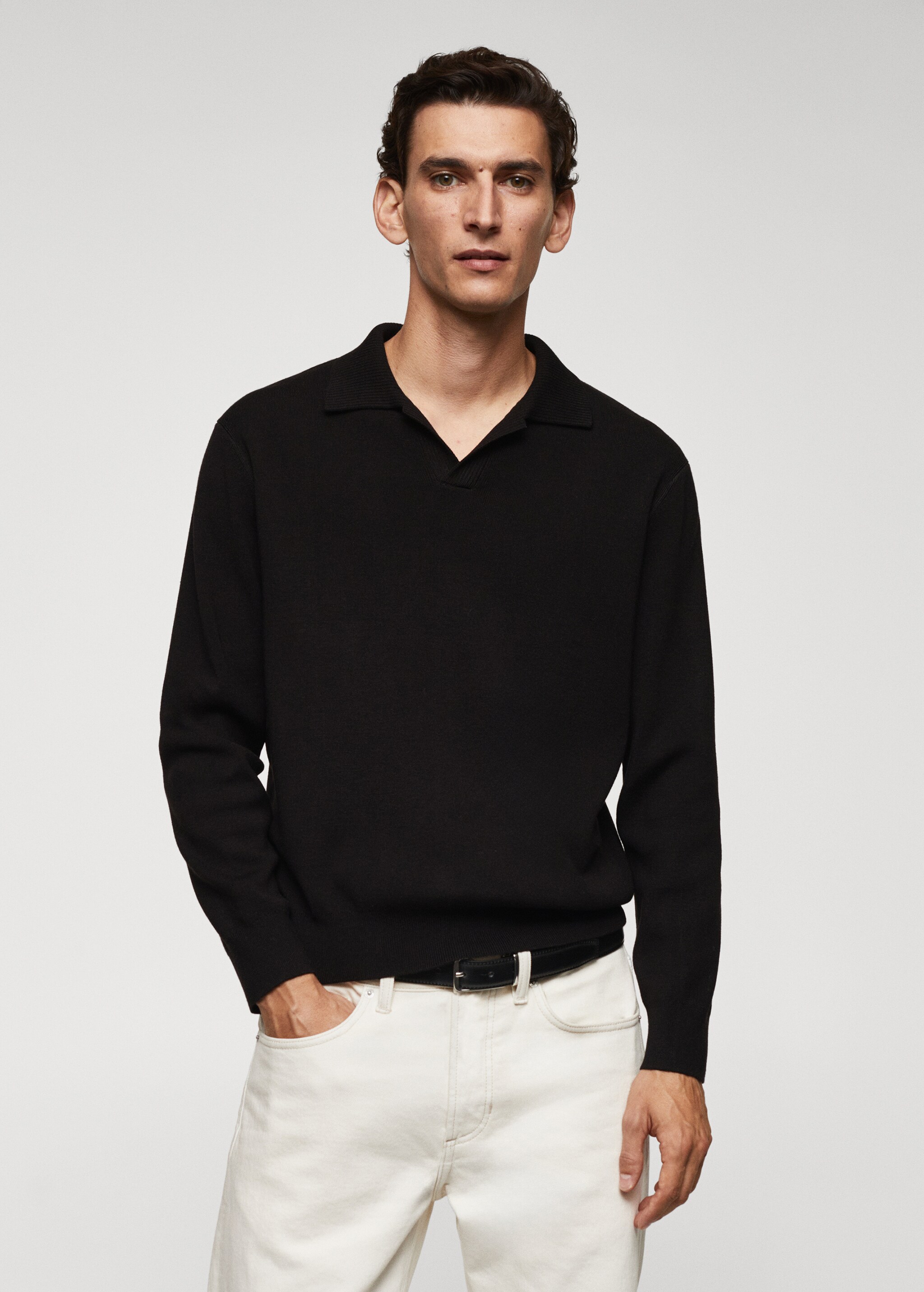 Polo collar wool sweater - Medium plane