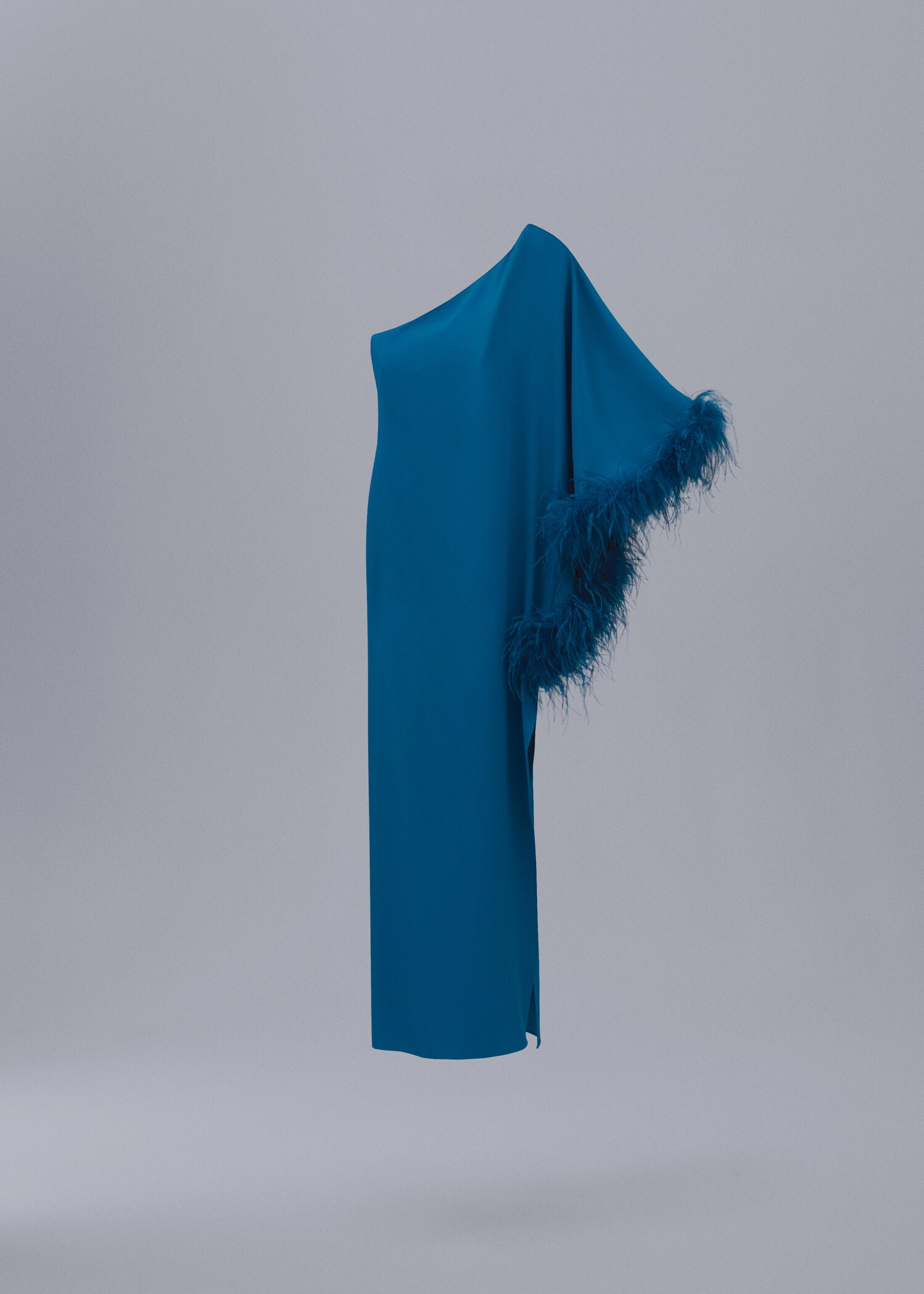 Vestido satinado asimétrico plumas - Artículo sin modelo
