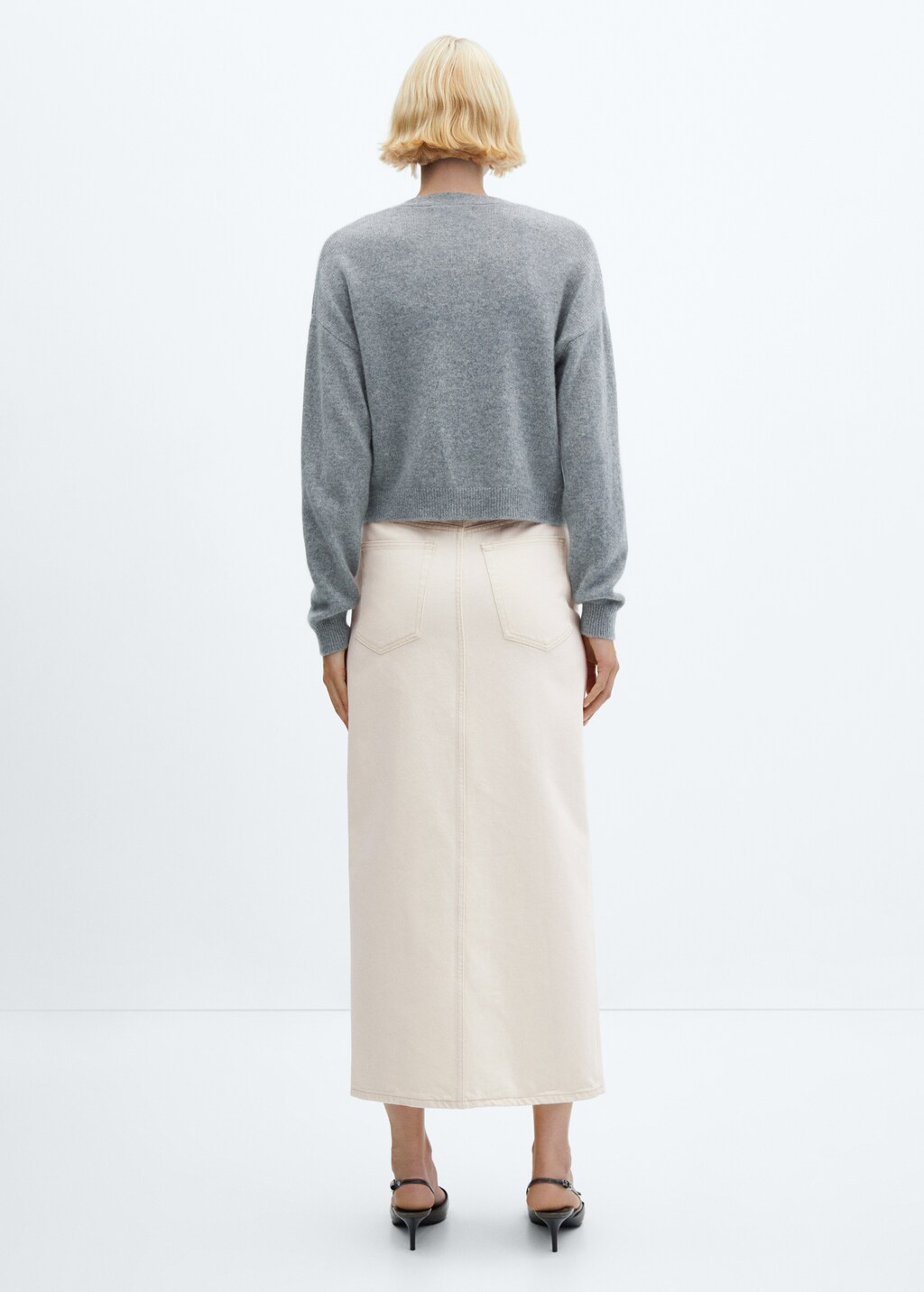 Slit denim skirt - Women | MANGO Japan