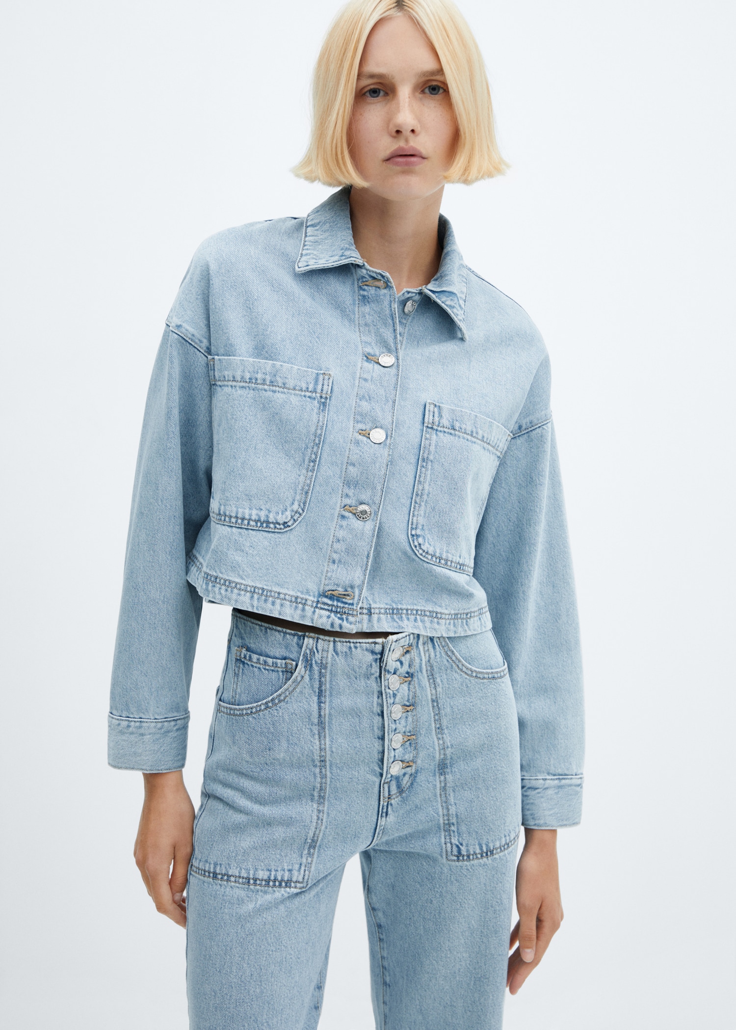 Pocket denim overshirt - Medium plane