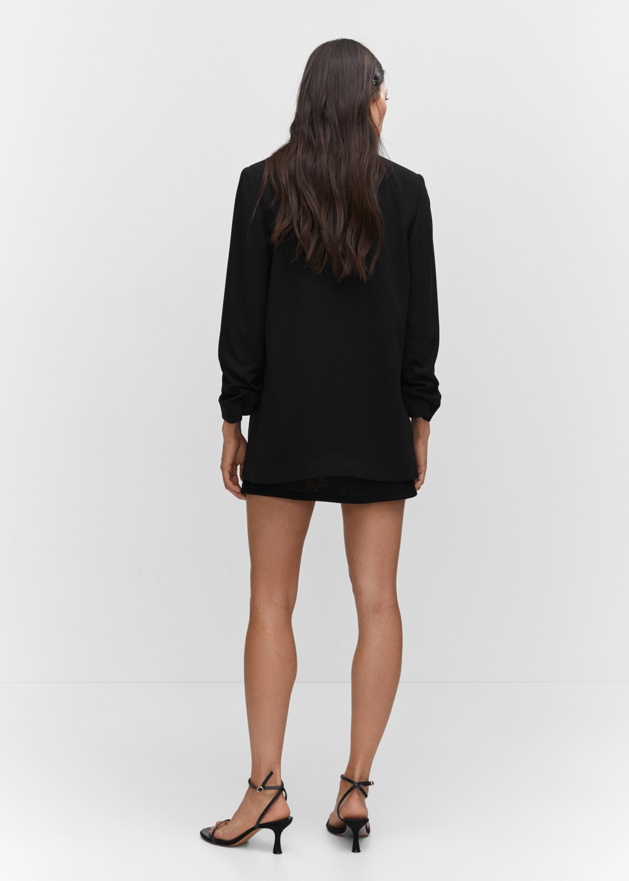 Jacket with gathered sleeves - Reverse of the article, Black. Ref: 57093795-00.