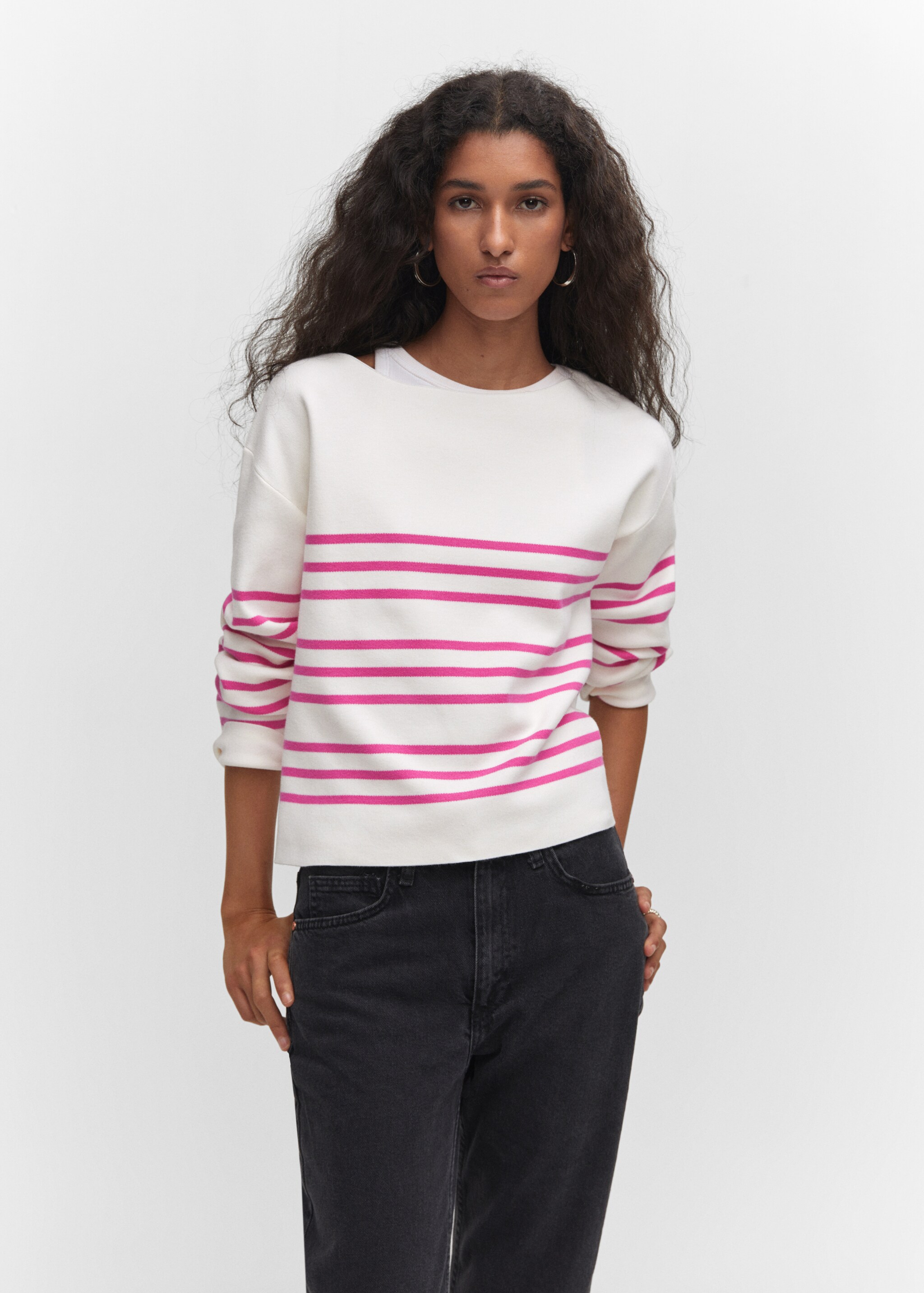 Boat-neck knitted sweater - Middenvlak