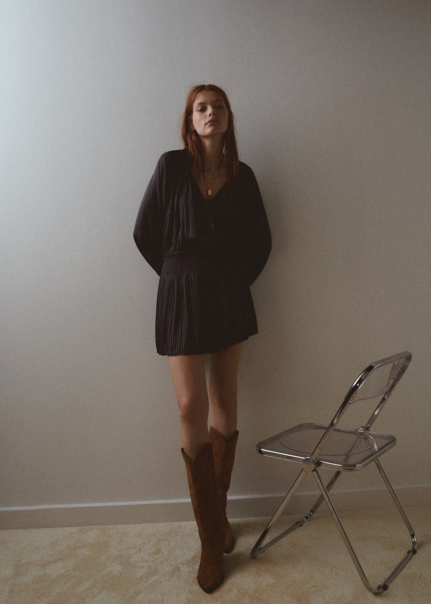 Vestido plisado satinado - Detalle del artículo 5