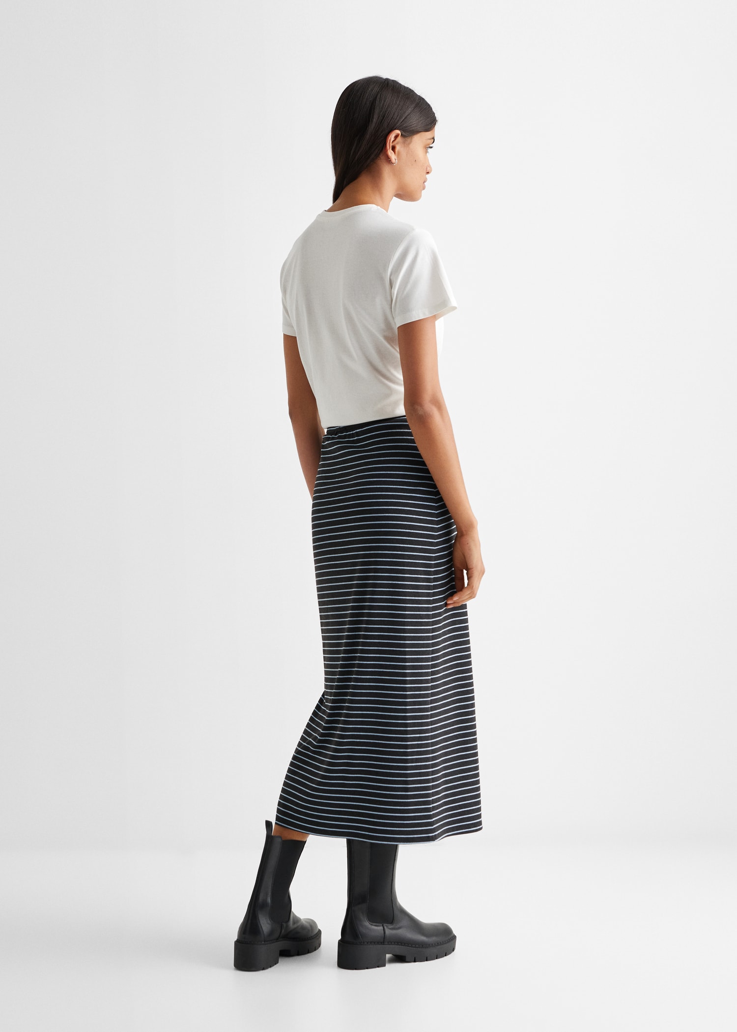 Pencil Skirt With Grey Black And White Striped Skirt Women Striped