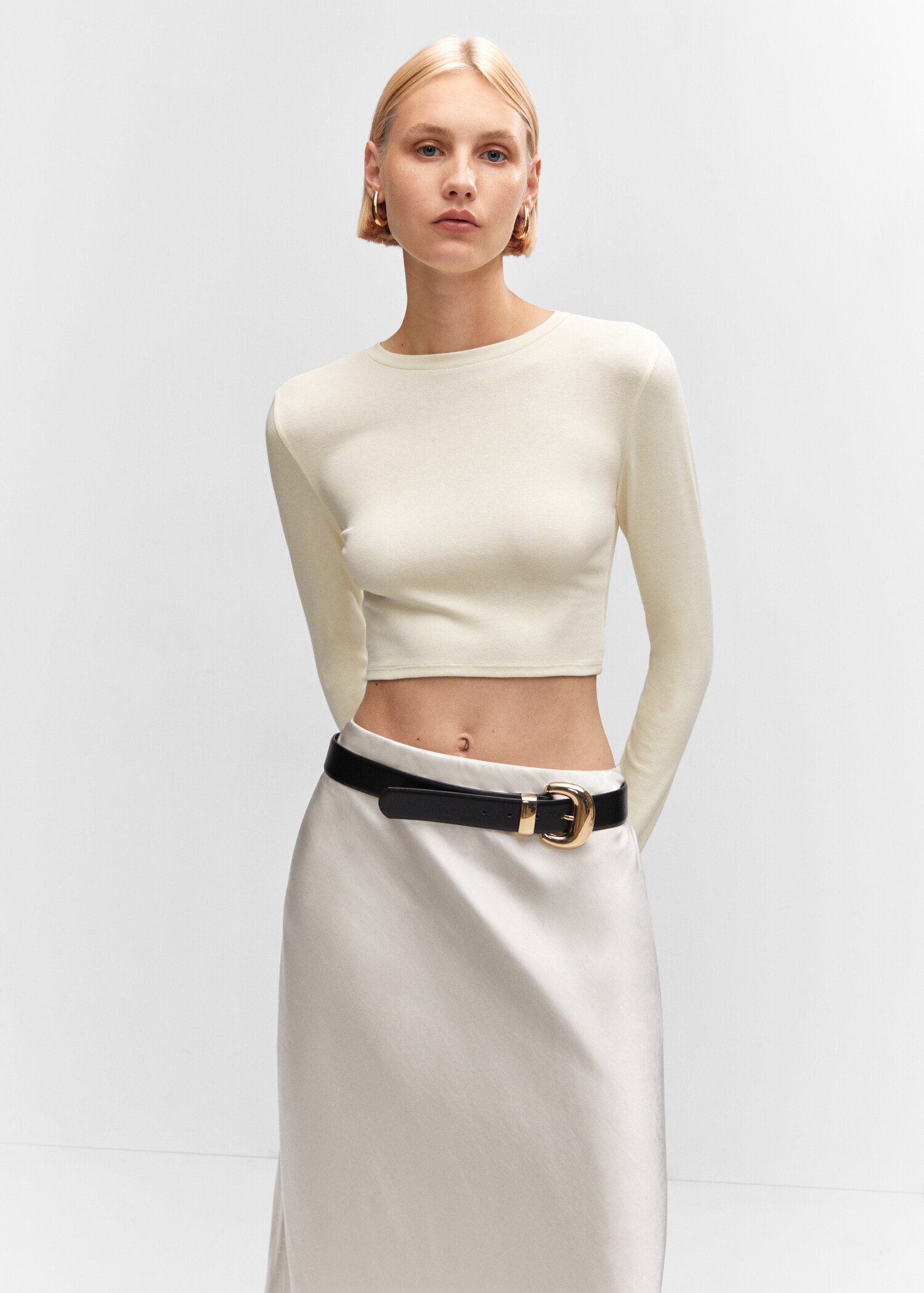 Cropped modal t-shirt - Medium plane