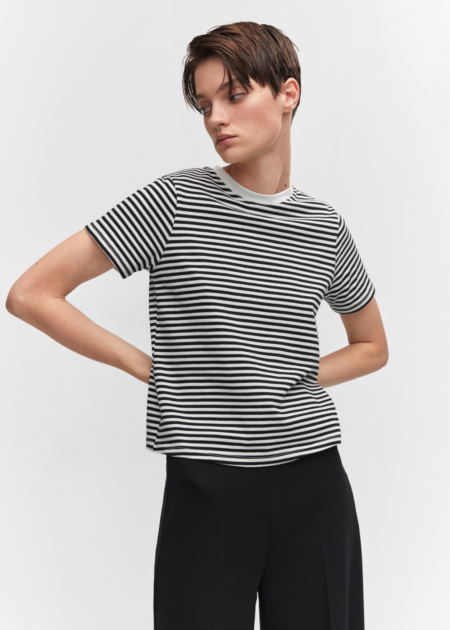 Striped cotton T-shirt - Medium plane