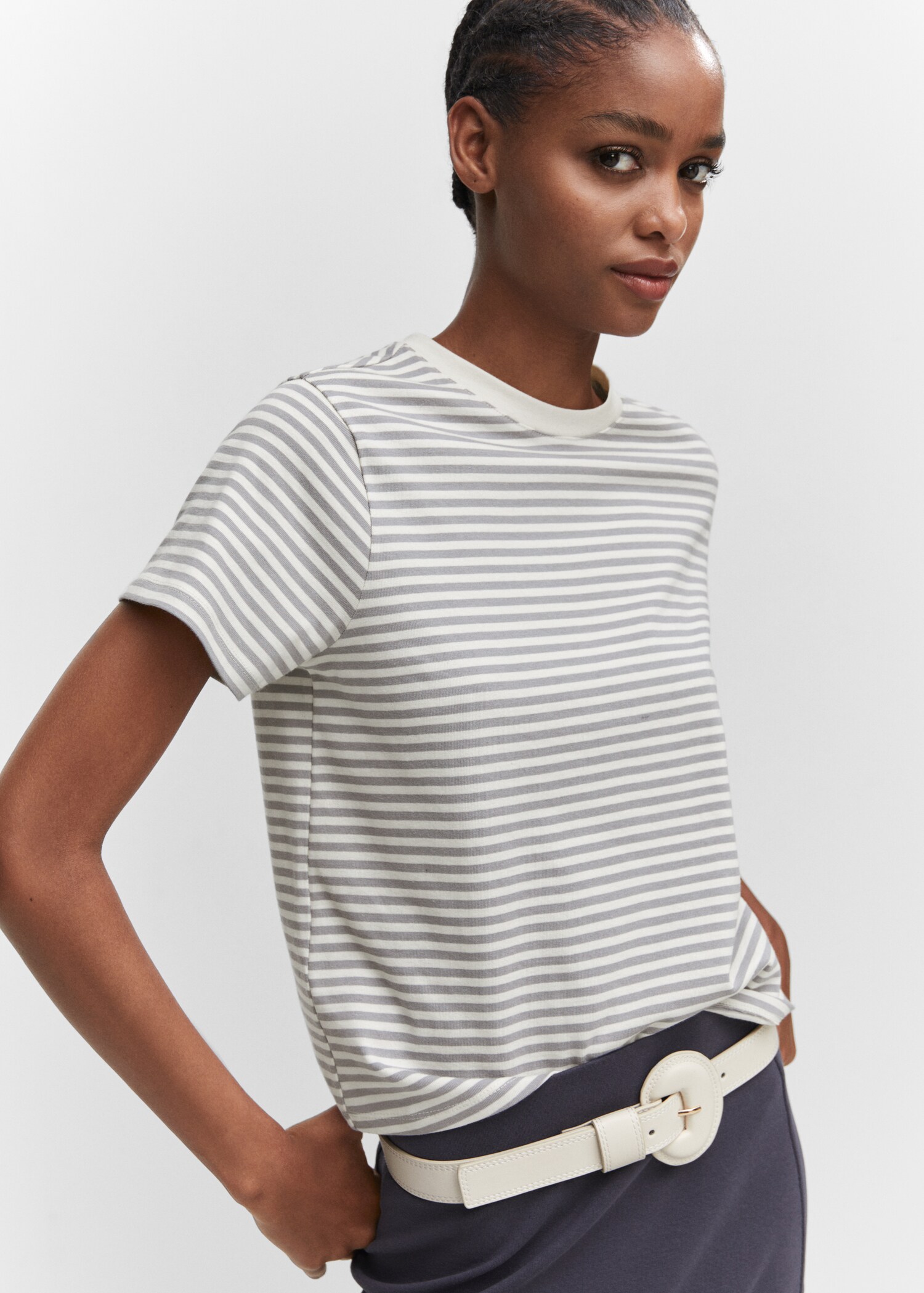 Striped cotton T-shirt - Details of the article 1