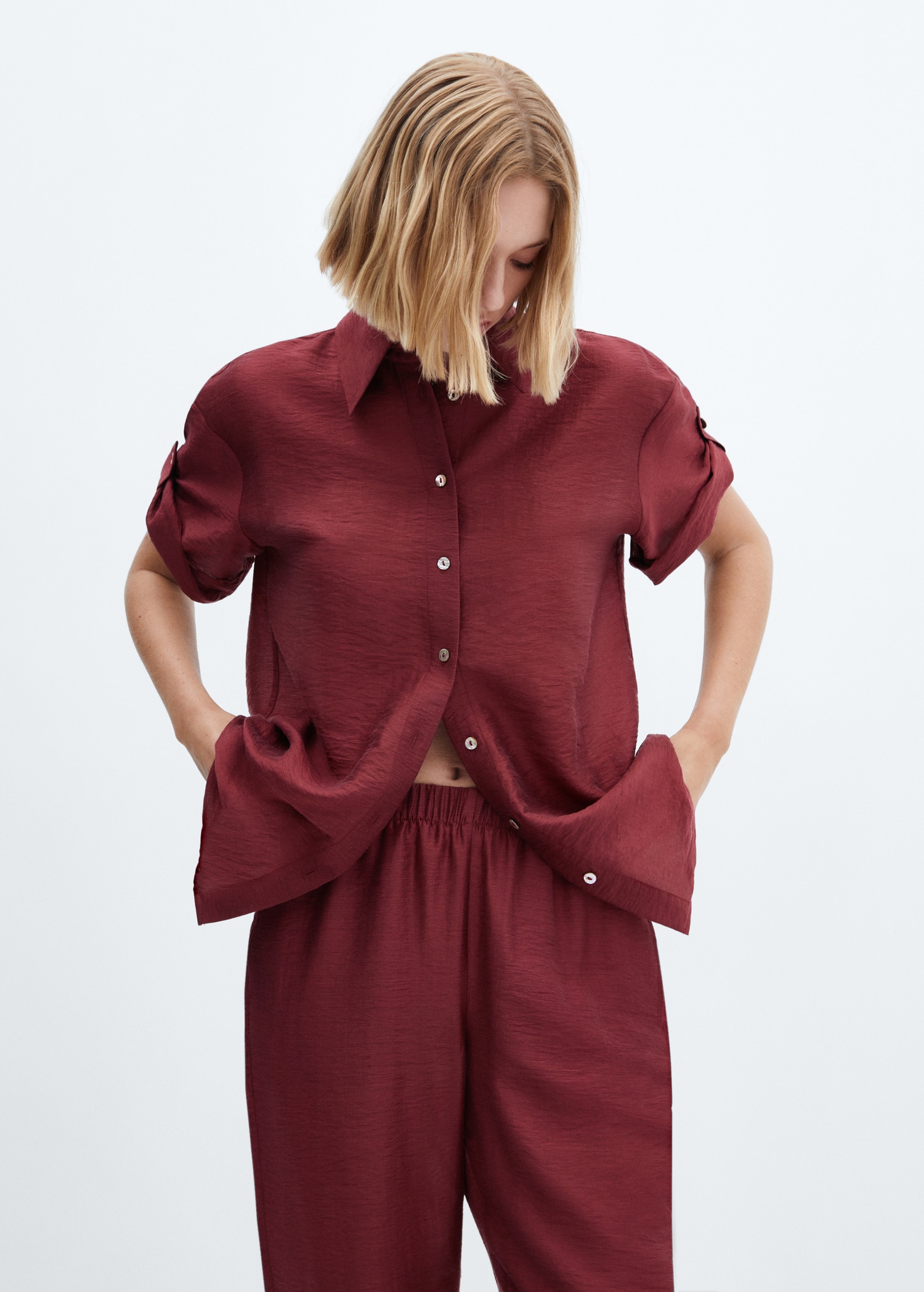 Satin buttoned shirt - Medium plane