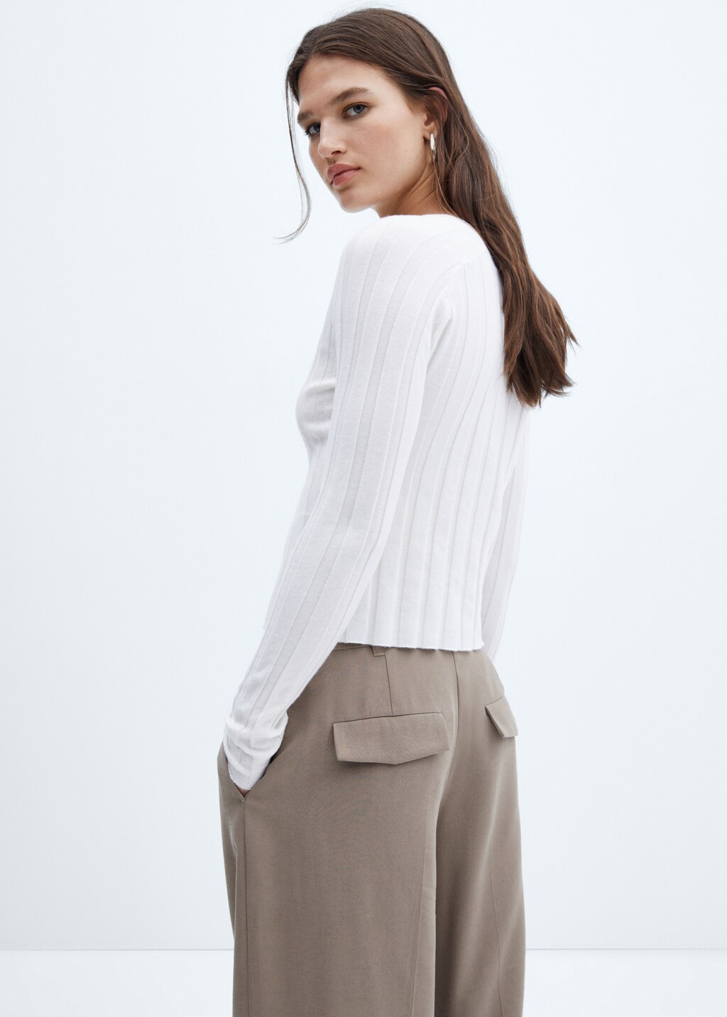 Mango ribbed cardigan deals