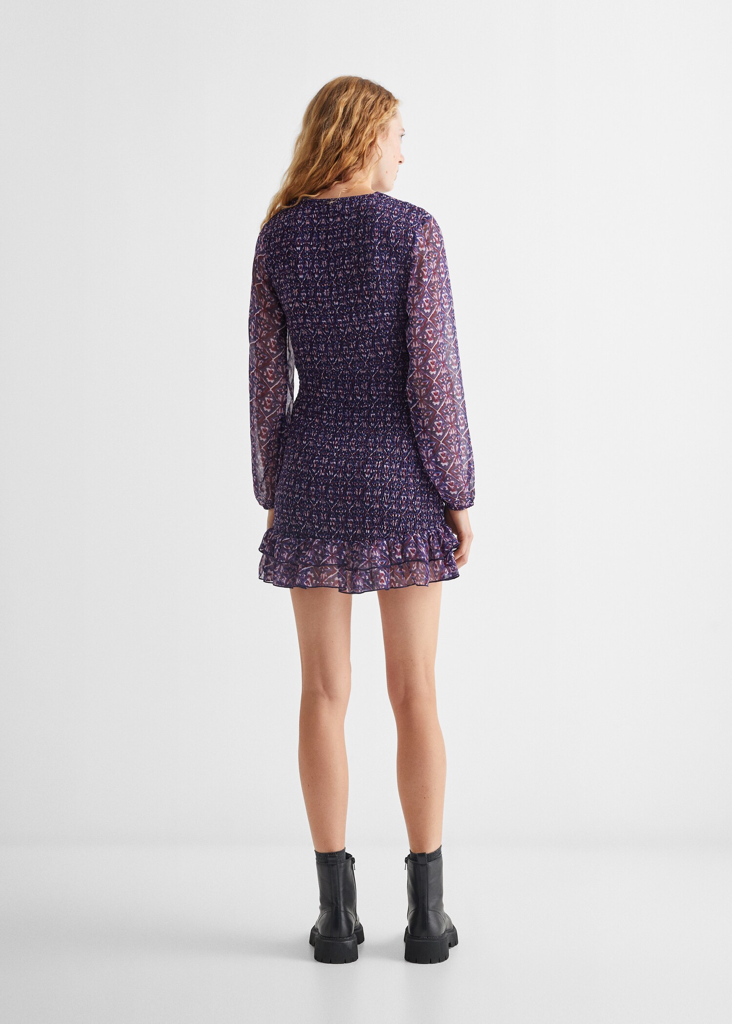 Vestido fruncido estampado - Reverso del artículo