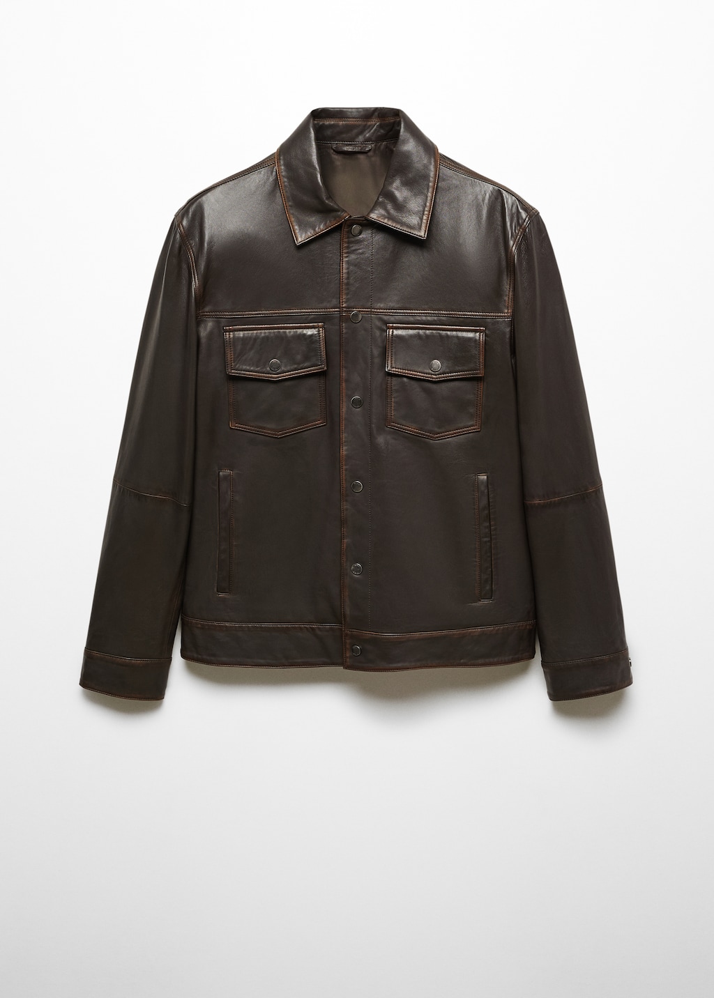 Veste cuir effet use Homme MANGO Niger