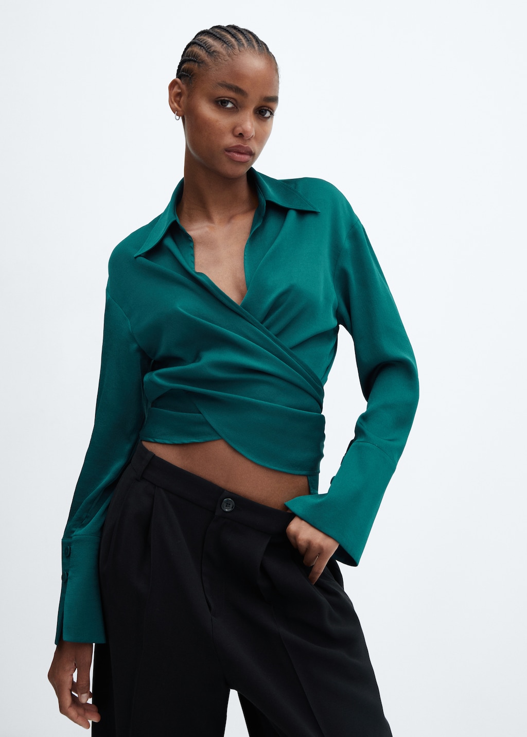 Lace-up wrap blouse - Women | MANGO China Lace-up wrap blouse - Women | MANGO China