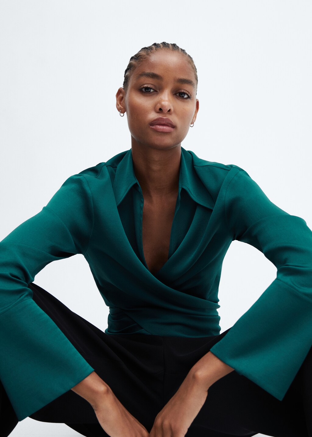 Lace-up wrap blouse - Women | MANGO China Lace-up wrap blouse - Women | MANGO China
