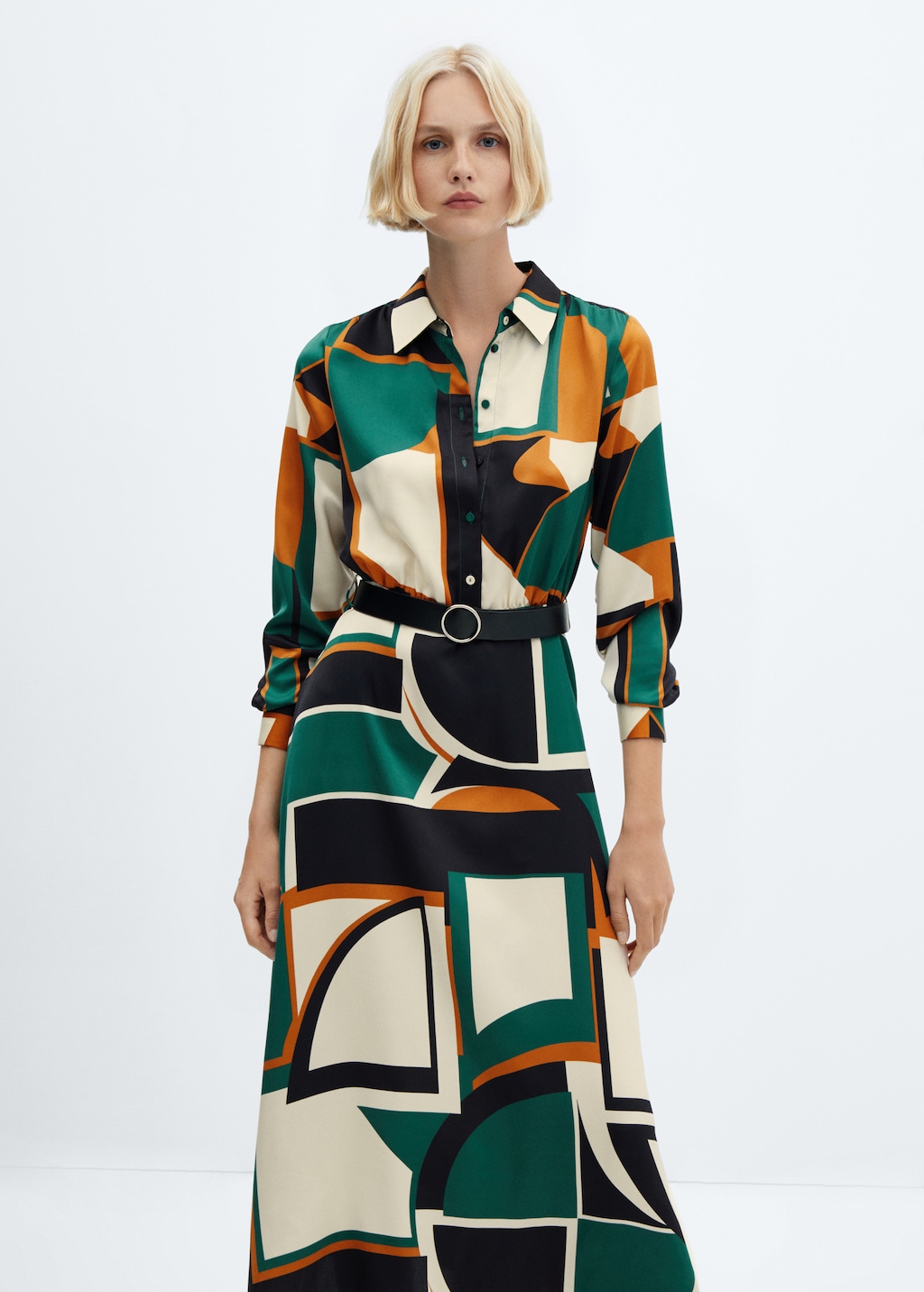 Geometric shirt dress