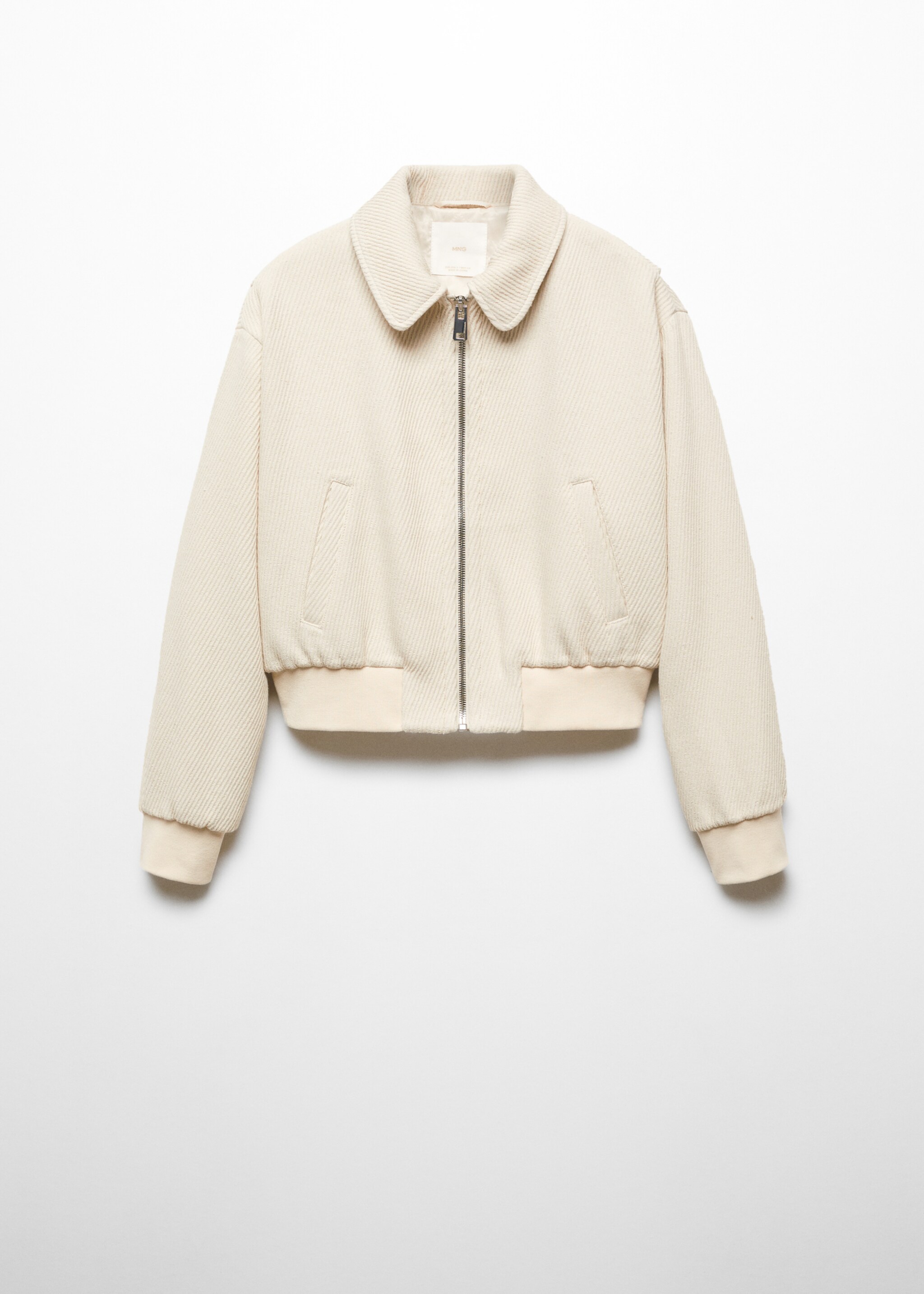 Textured bomber jacket - Article without model, Ecru. Ref: 57095999-00.