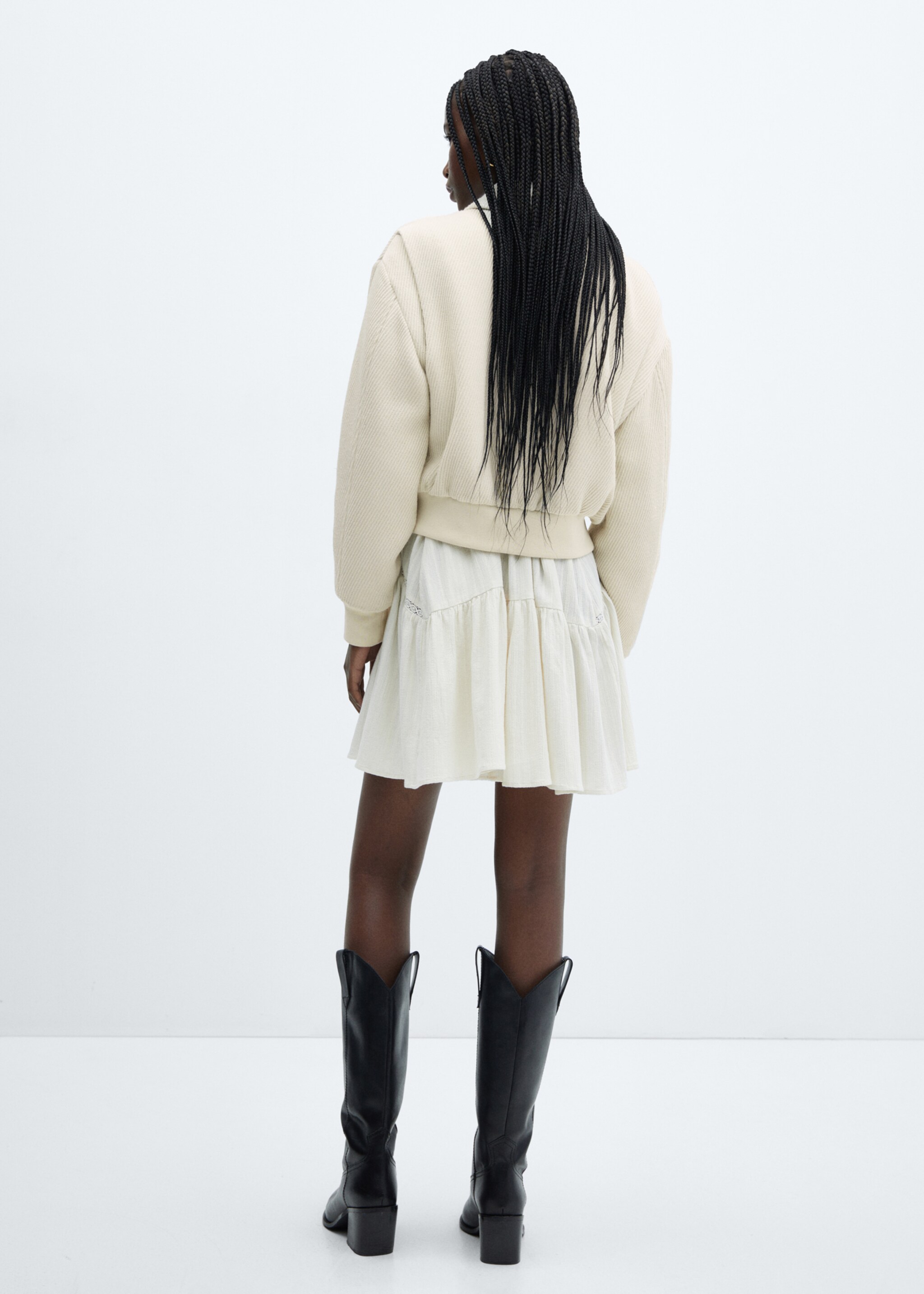 Textured bomber jacket - Reverse of the article, Ecru. Ref: 57095999-00.