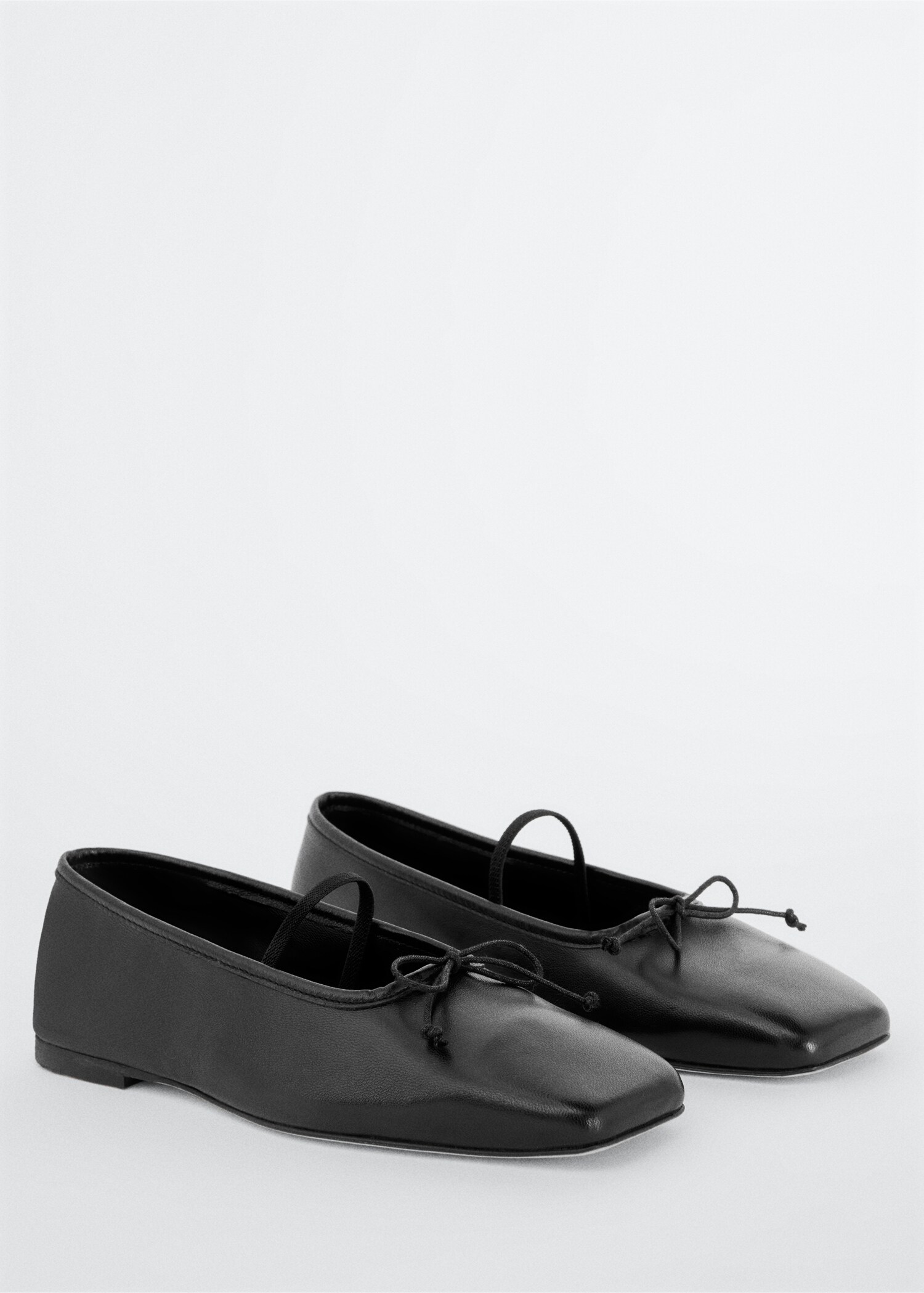 Square-toe leather ballerinas - Medium plane