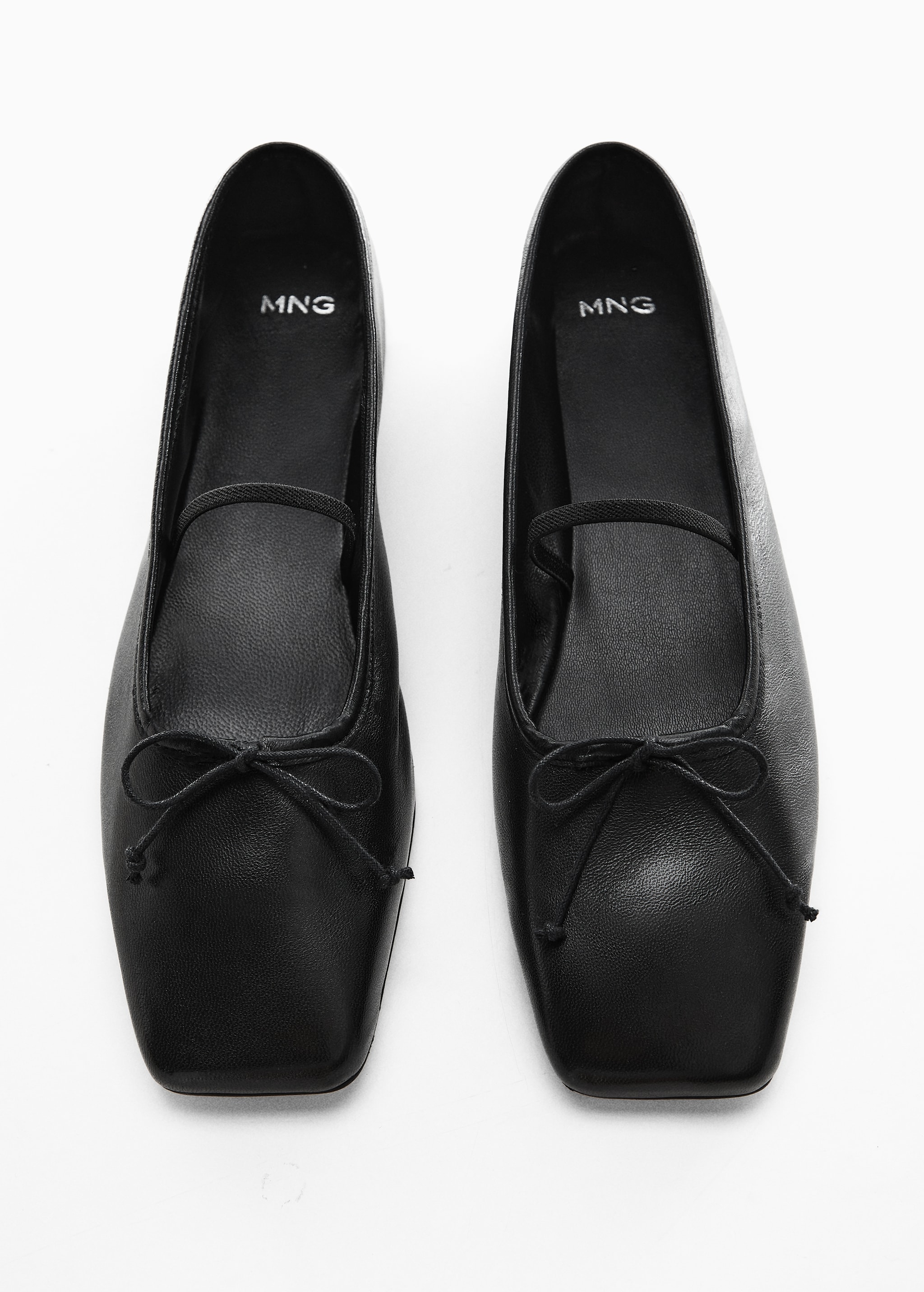 Square Toe Mango Ballerina Flats Square-toe Leather Ballerinas