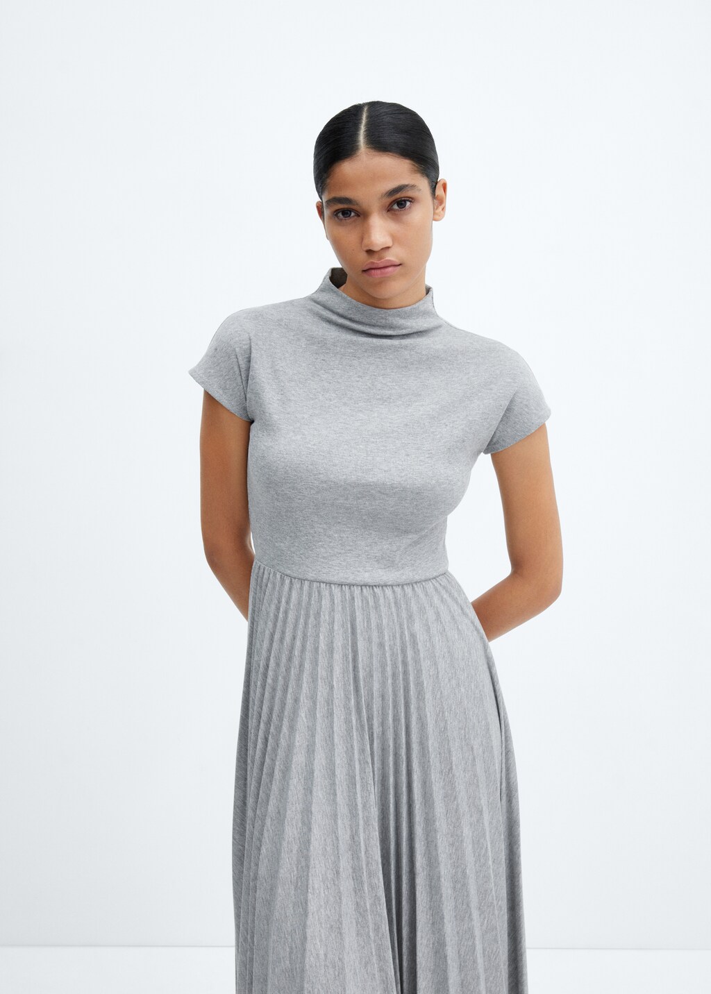 Ruched Pleated Detail A-line Dress