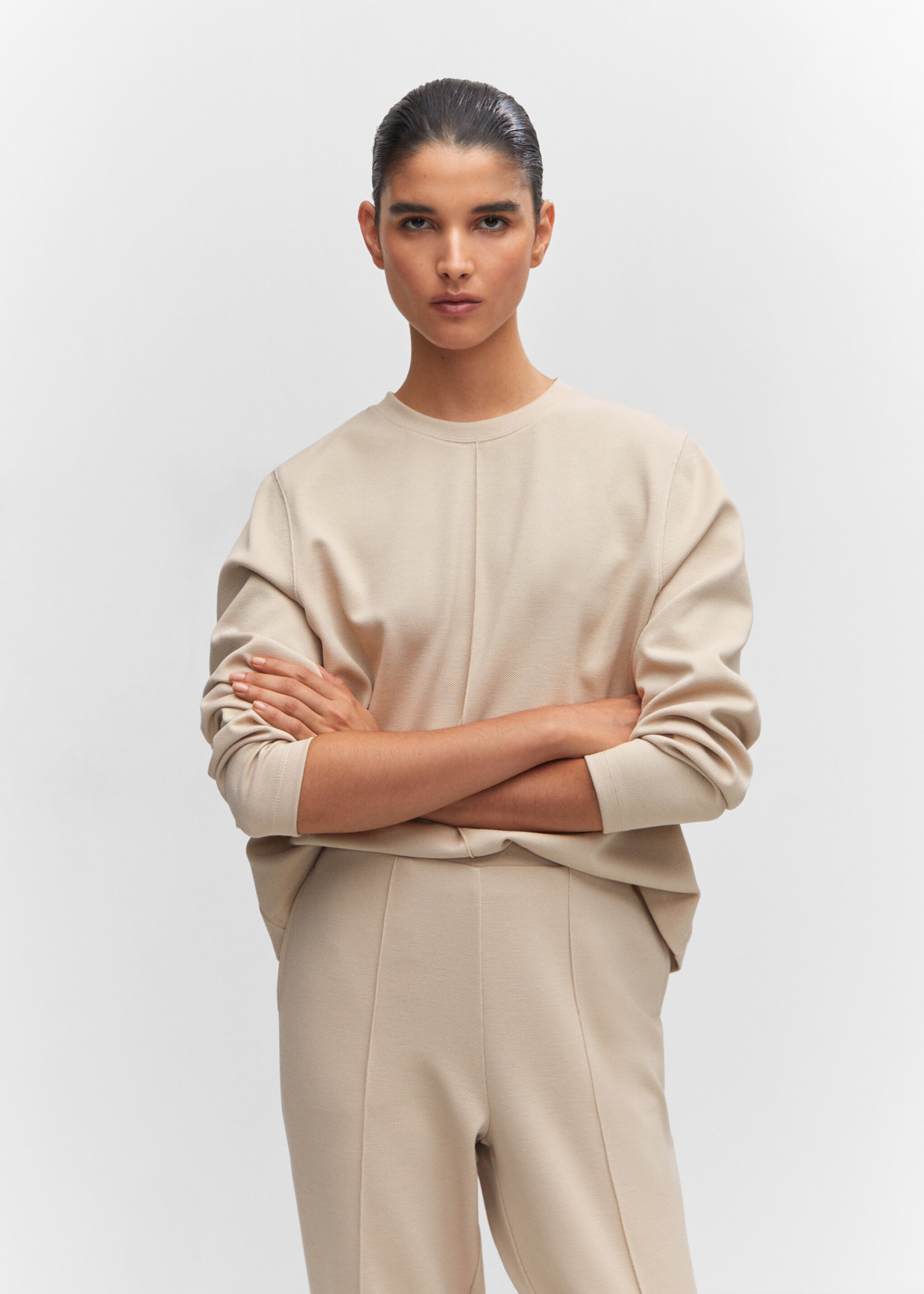 Decorative stitching sweatshirt - Medium plane