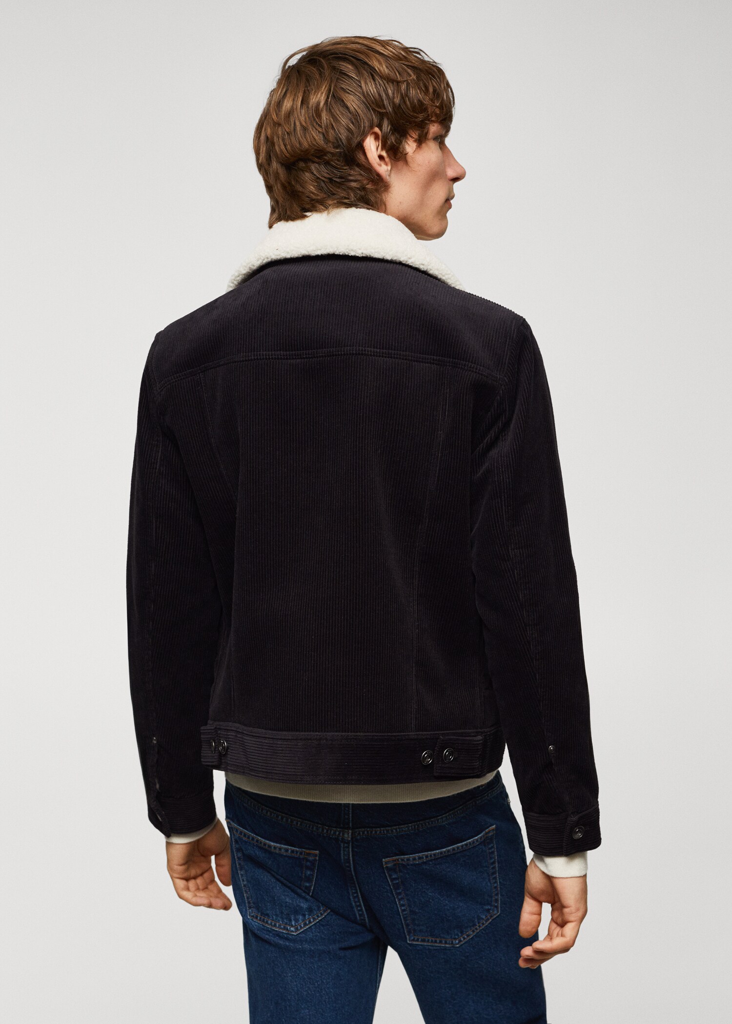 Corduroy jacket with shearling-effect lining - Reverse of the article