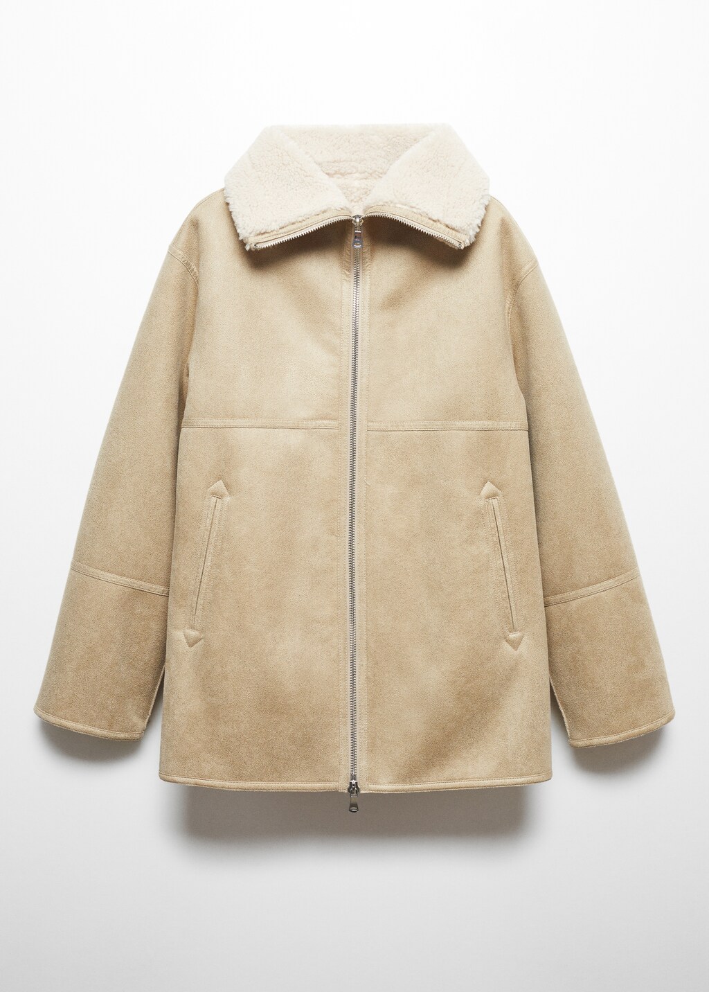 Shearling-lined coat with zip | MANGO Kosovo