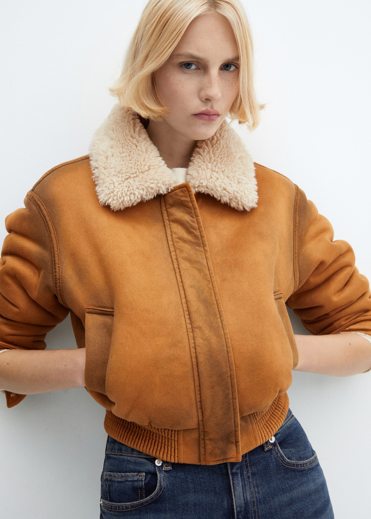 Veste imitation mouton retourné effet usé - Détail de l'article 2