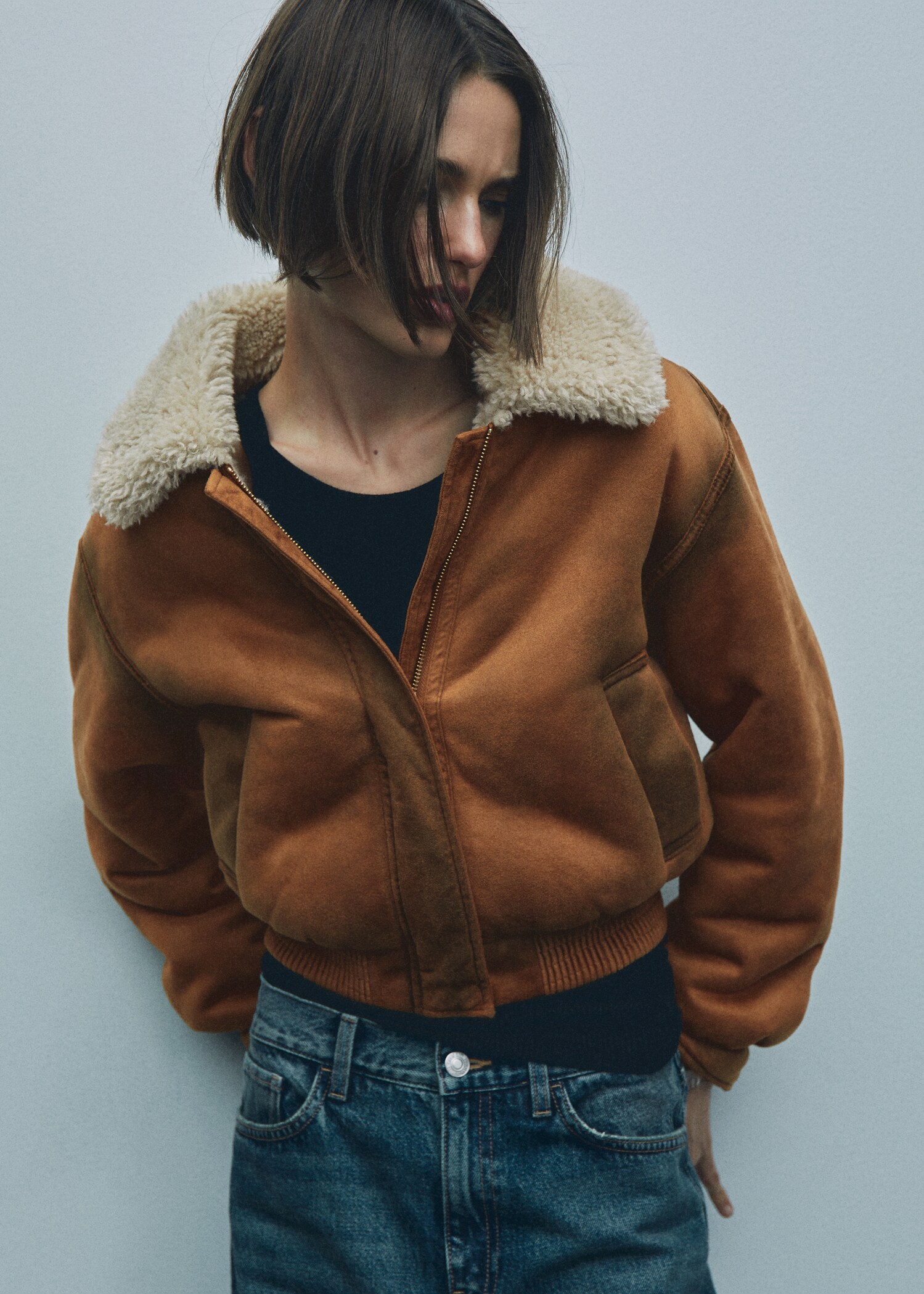 Veste imitation mouton retourné effet usé - Détail de l'article 5