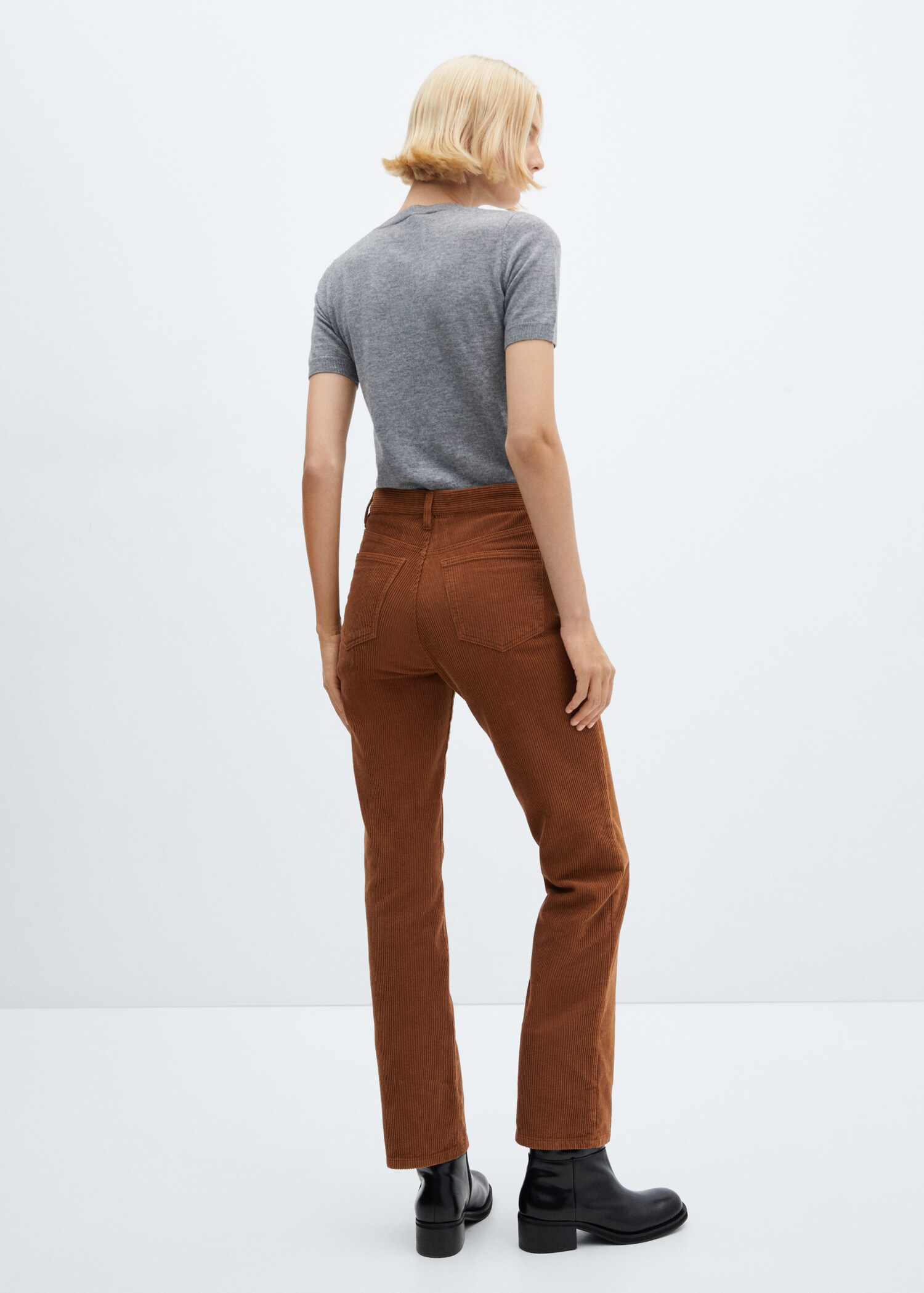 Pantalon droit taille normale velours côtelé - Verso de l’article