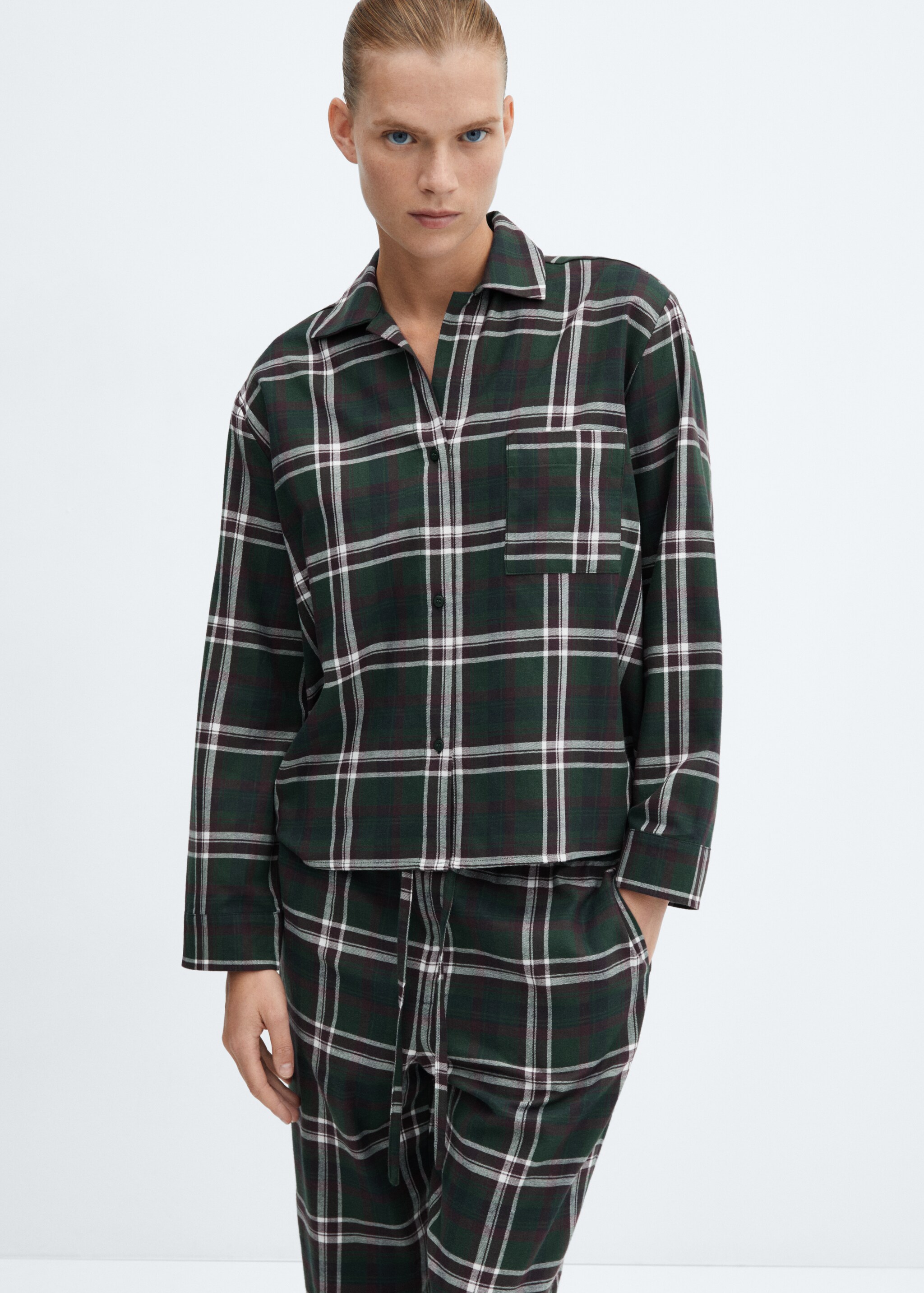 Camisa pijama algodón franela - Plano medio