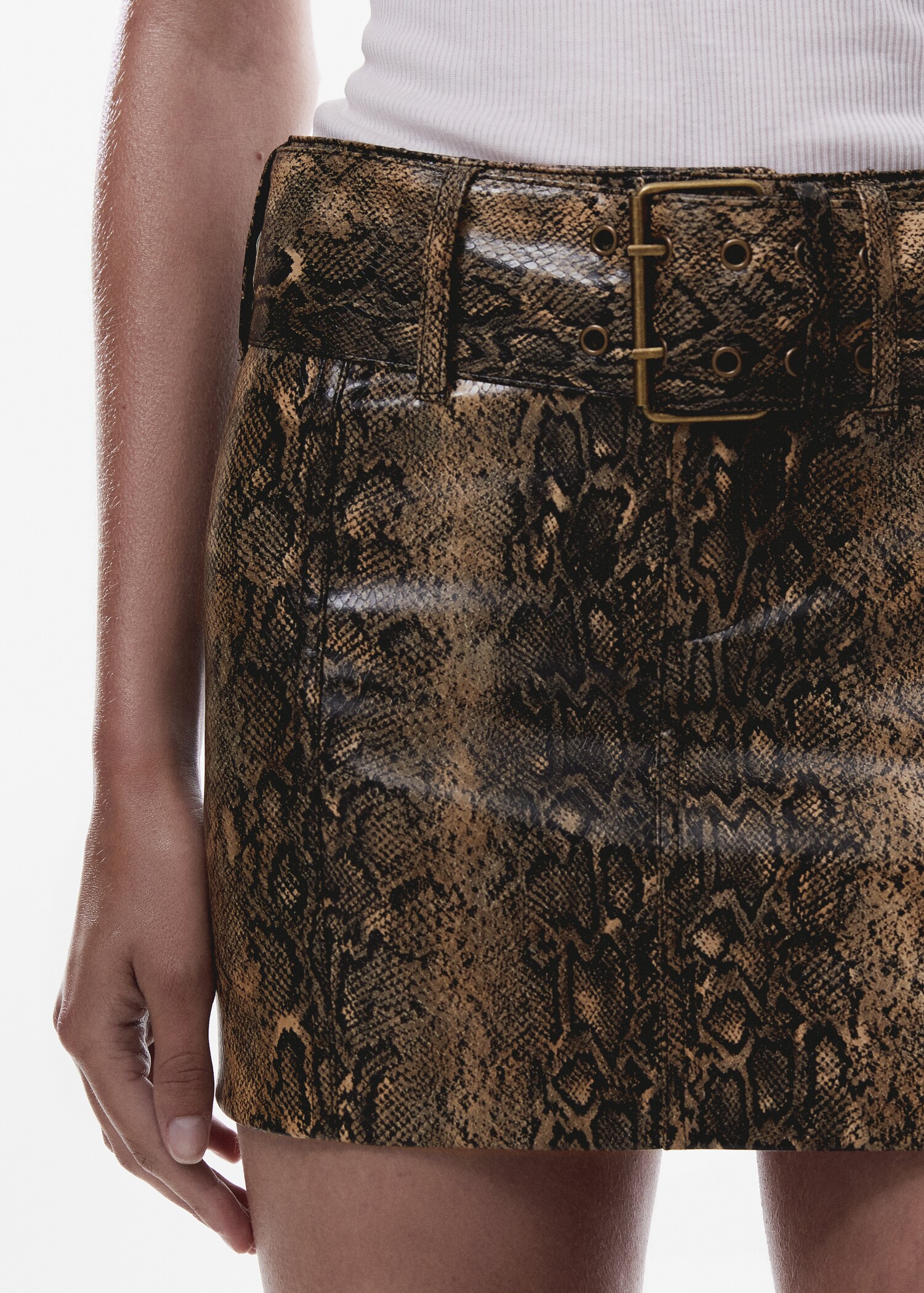 Animal print mini-skirt with belt Women MANGO Montenegro