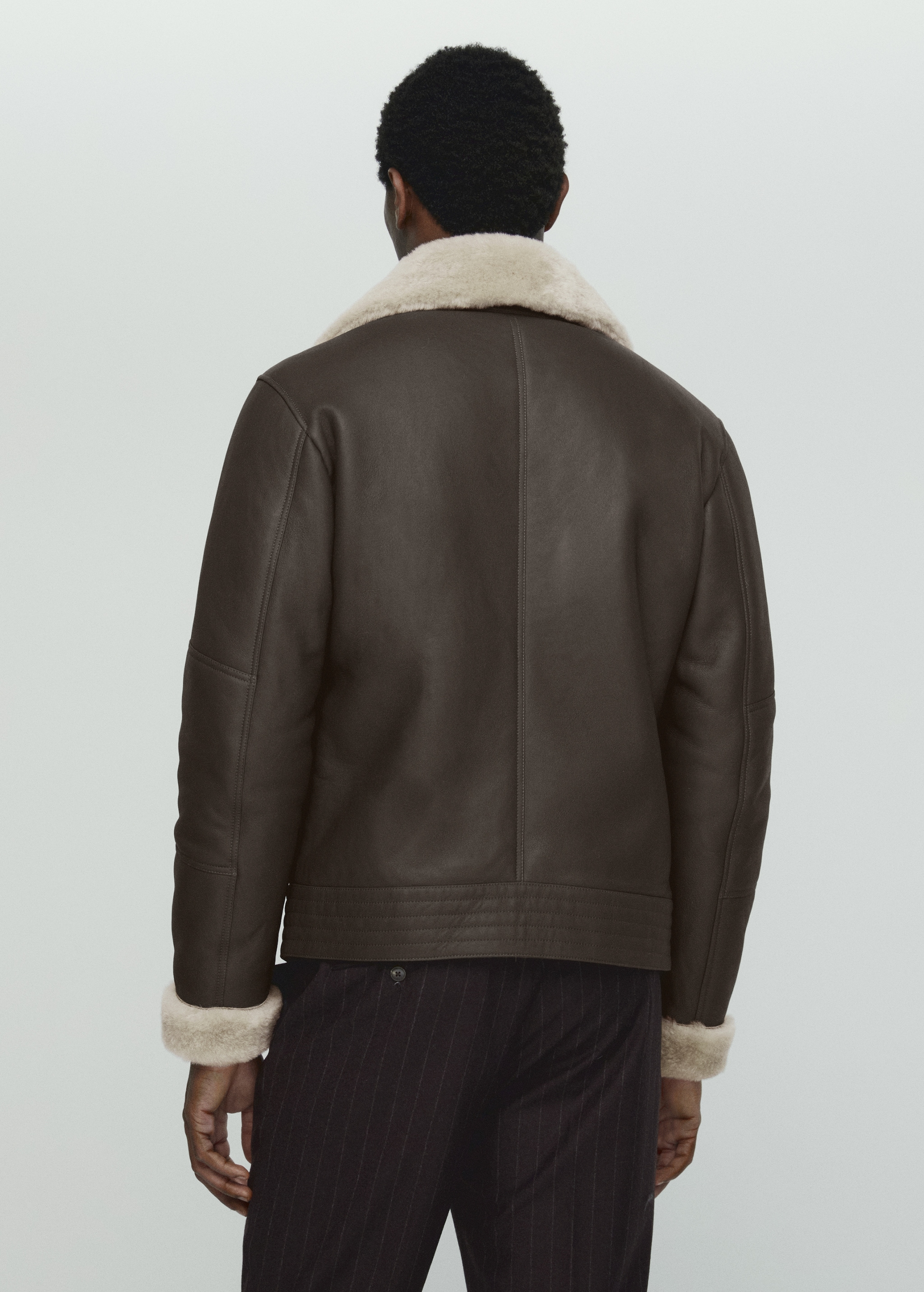 Shearling-lined leather aviator jacket Men MANGO Vietnam
