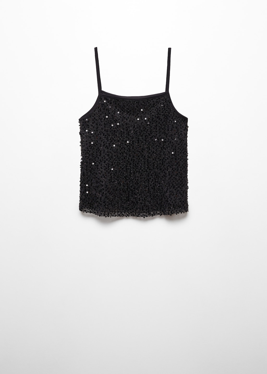 black sequin strappy top