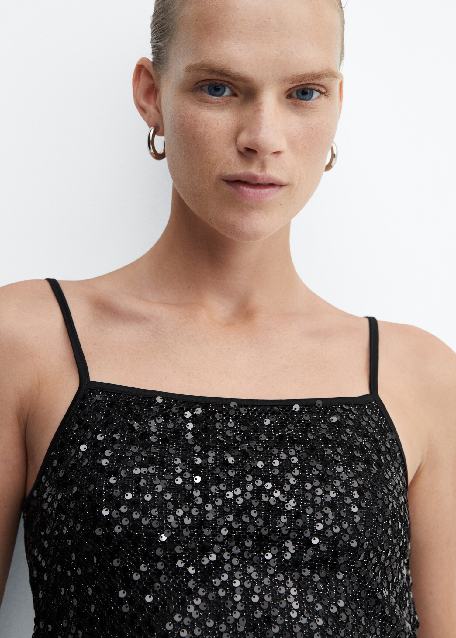 Sequin top with spaghetti strap  - Details of the article 1